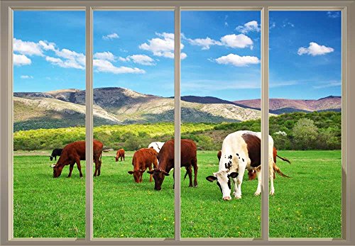 Spotted Cows Eating Grass