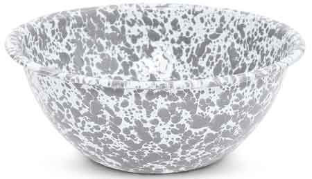 Crow Canyon 2 Quart Grey Marble Enamelware Serving Bowl - Perfect for Salads, Pasta & Family Dinners | Vintage Style Kitchenware