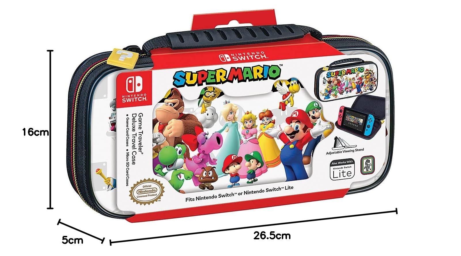 Nintendo Switch Game Traveler Deluxe Travel Case - Super Mario Edition | Protective Carrying Case for Nintendo Switch Console & Accessories | Perfect for Travel, Gaming On-The-Go & Storage