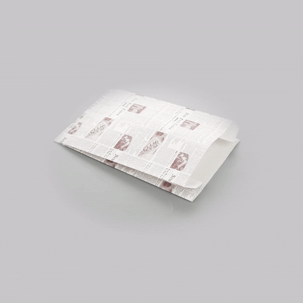 Eco-Friendly Sepia Newsprint French Fry & Snack Bags - 7x3x11 Inches, 100 Count Bulk Pack - Perfect for Food Trucks, Movie Nights & Party Snacks
