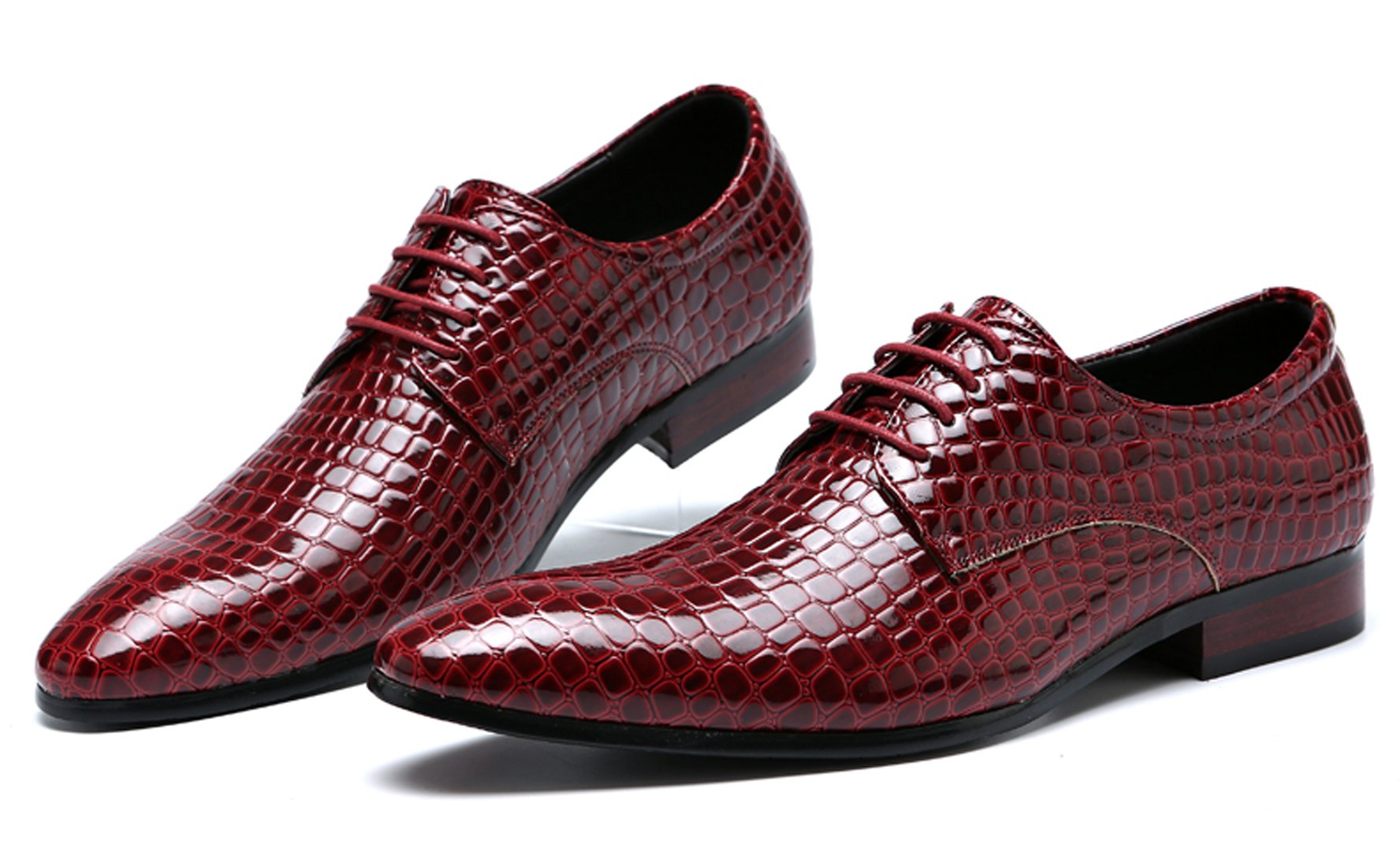 Men's Alligator Patent Leather Oxford Dress Shoes - Formal Wedding & Prom Shoes for Men - Perfect for Business, Office, and Special Occasions
