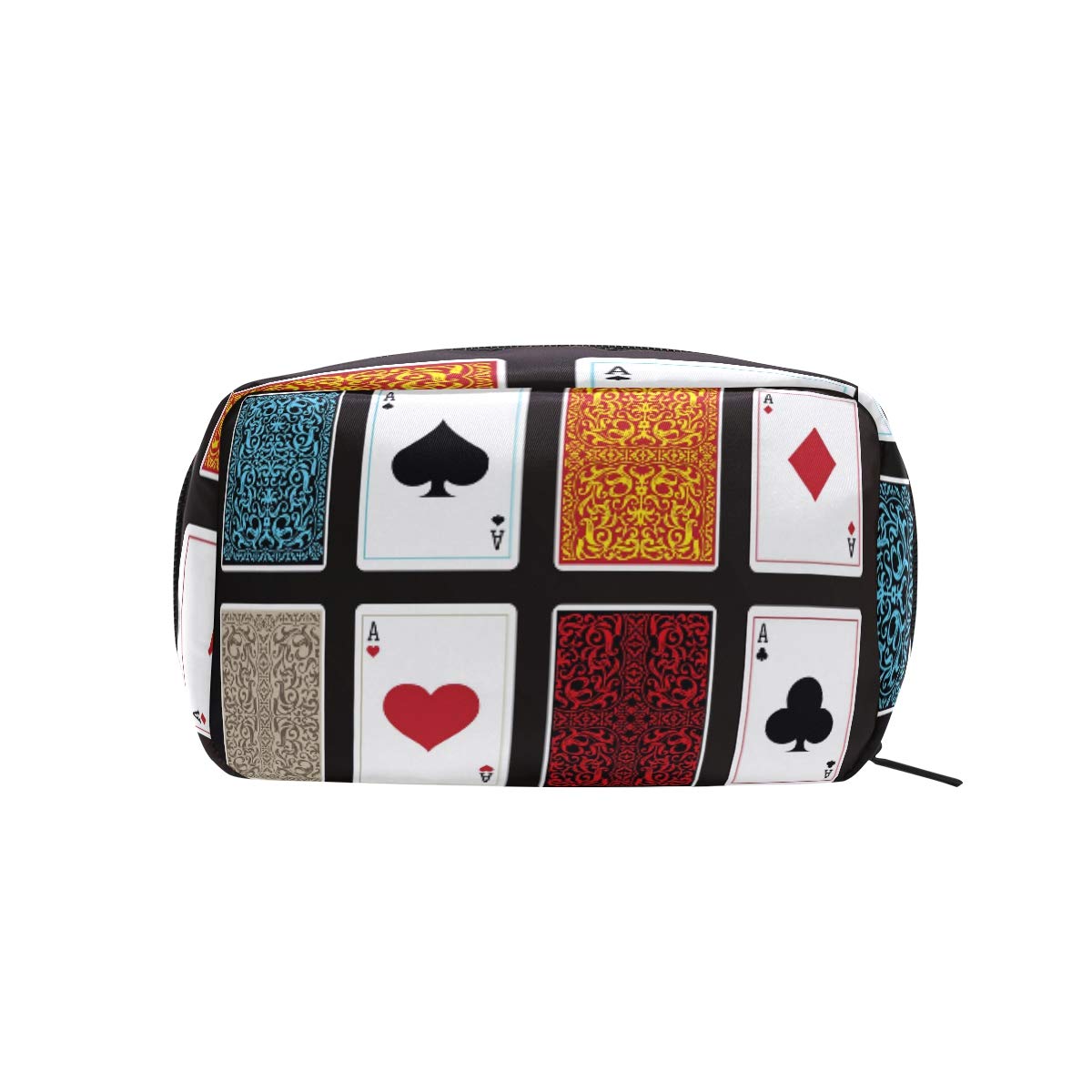 MONTOJ Playing Cards Themed Makeup Pouch - Waterproof Cosmetic Bag with Zipper for Travel, Gym & Daily Essentials Storage
