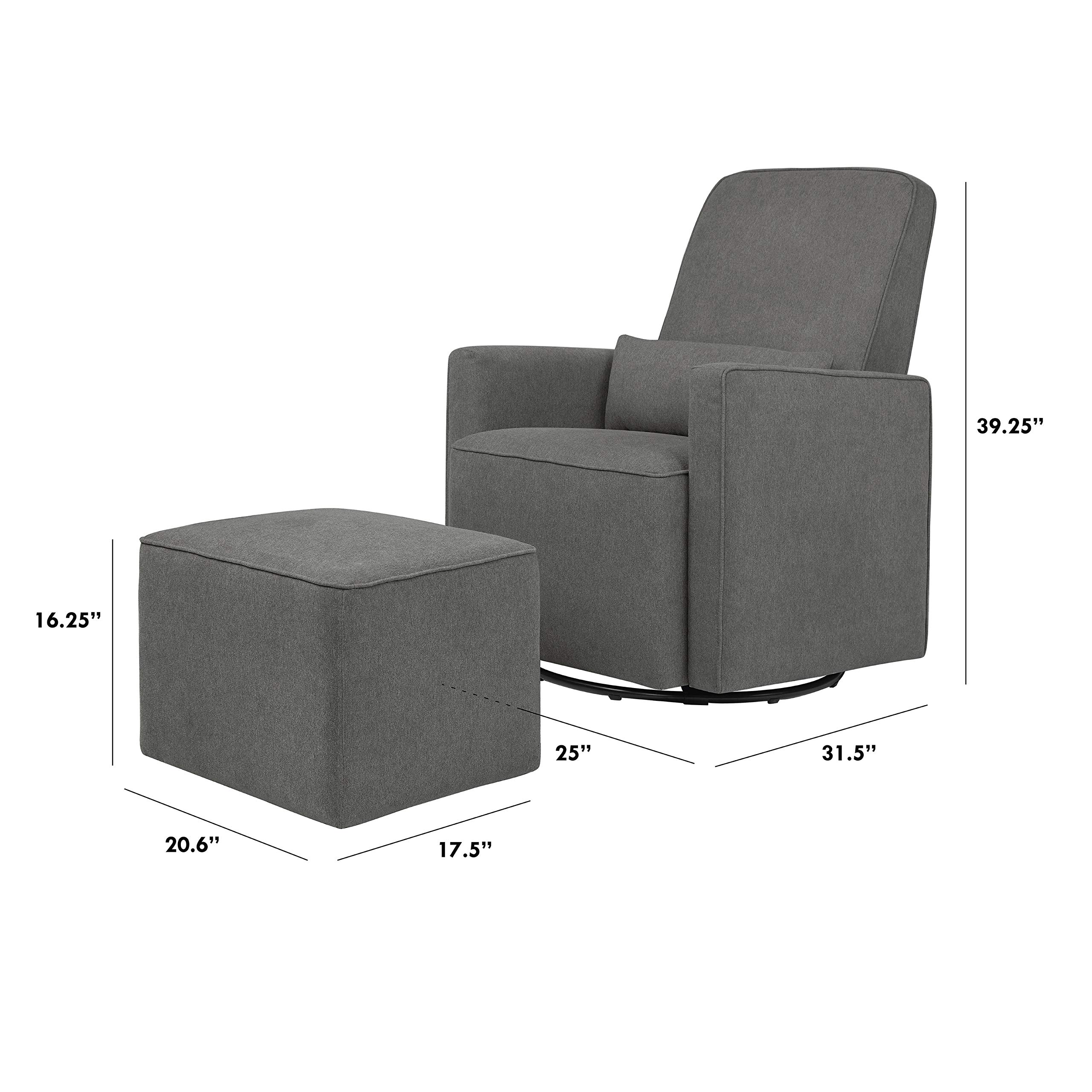 DaVinci Olive Upholstered Swivel Glider Recliner Chair with Ottoman - Dark Grey Modern Nursery Rocker, Greenguard Gold & CertiPUR-US Certified for Baby Nursery, Living Room or Bedroom