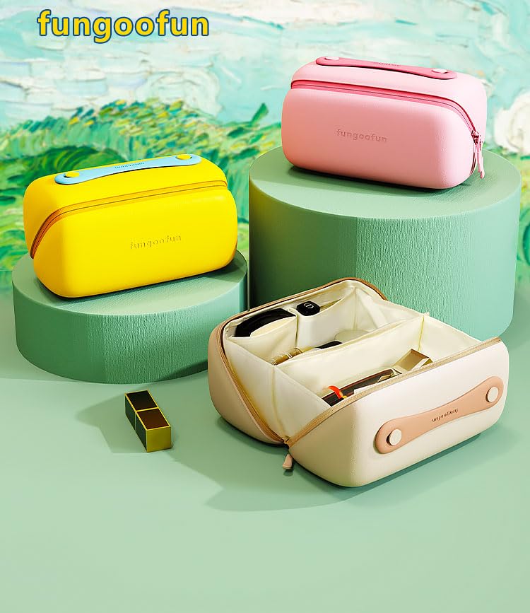 EVA Travel Makeup Bag - Large Capacity Waterproof Cosmetic Organizer for Women & Girls - Perfect for Makeup, Skincare, Chargers & Eyeliners - Ideal for Travel, Gym & Daily Use (White, Small Size)