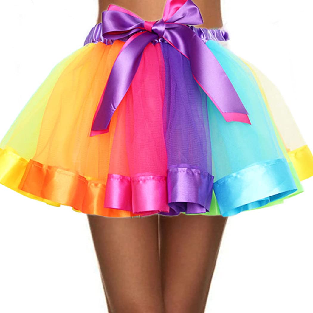 Kakaco Women's Rainbow Tutu Tulle Skirt - Ballet Dance Skirt for Women & Girls - Perfect for Dance Recitals, Birthday Parties, Halloween Costumes & Photo Shoots