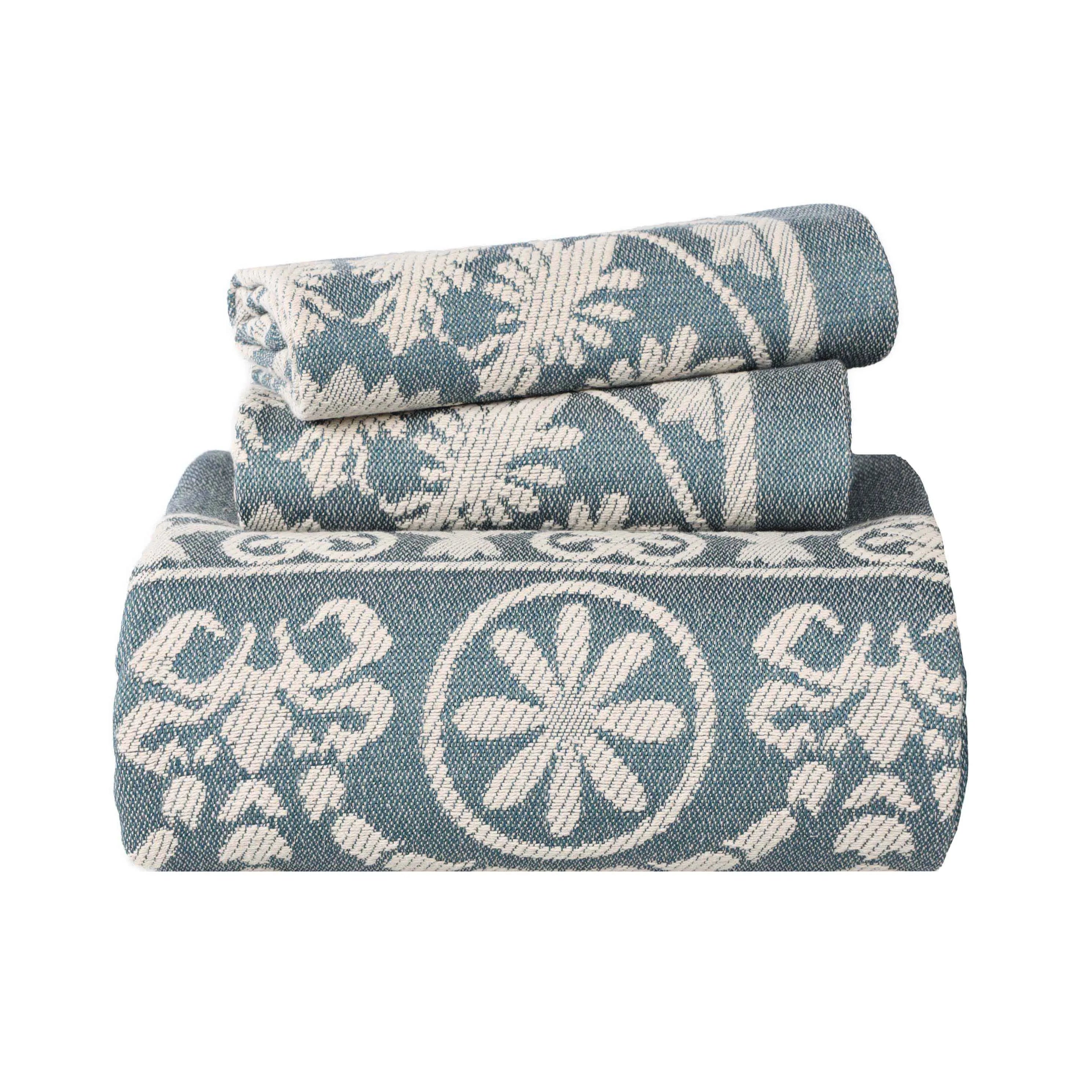 Kymbal Cotton Blend Woven Medallion Jacquard Bedspread Set - Queen Size Luxury Bedding for Master Bedroom & Guest Room Decor
