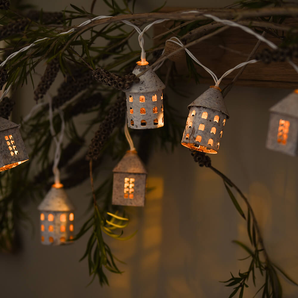 White Winter Village LED Fairy Lights with Battery - Perfect for Holiday Decorations, Christmas Tree, and Home Ambiance