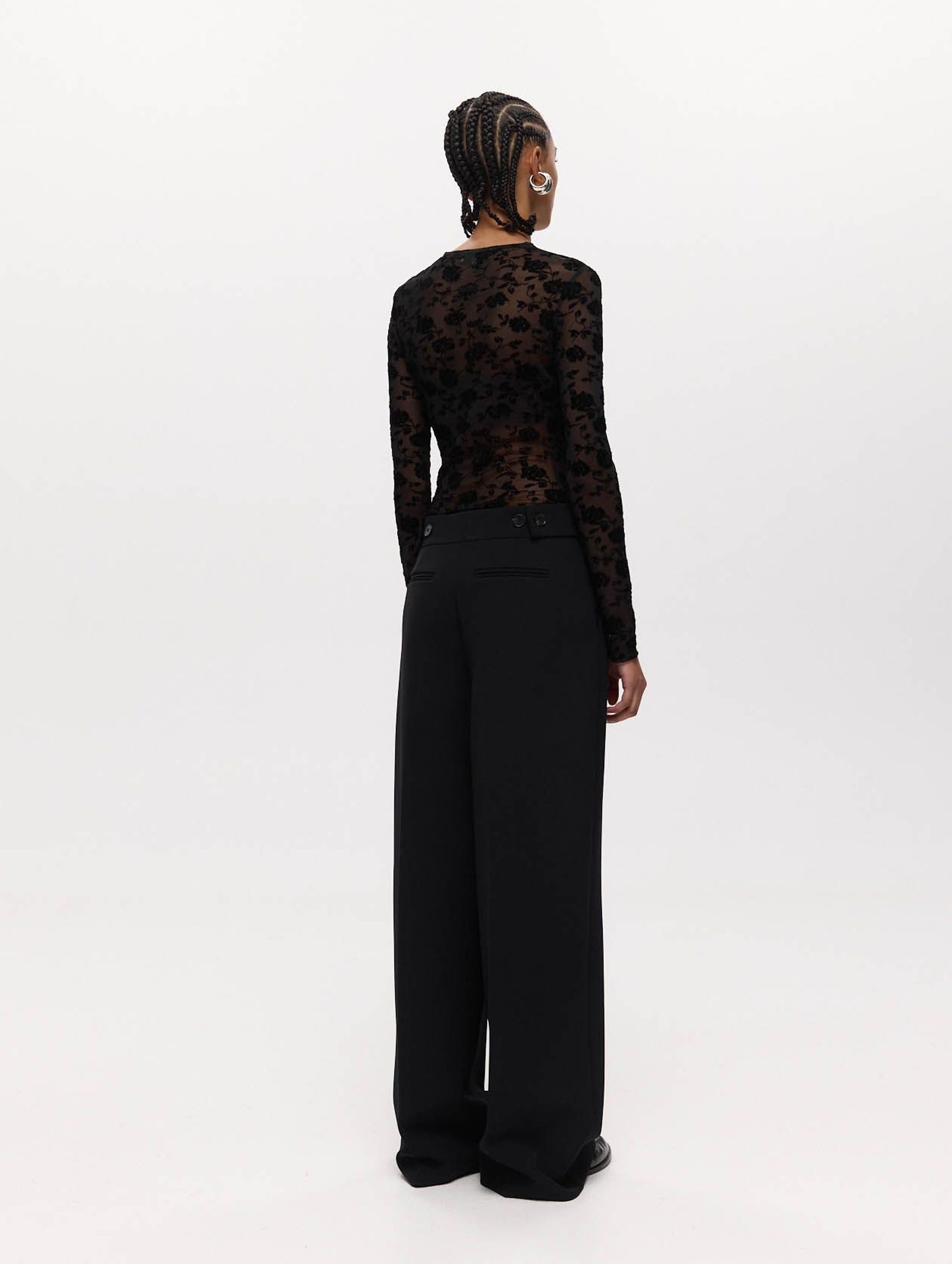 Darvos Black Velvet Women's Tops - Elegant Soft Stretch Blouse for Party, Date Night & Special Occasions