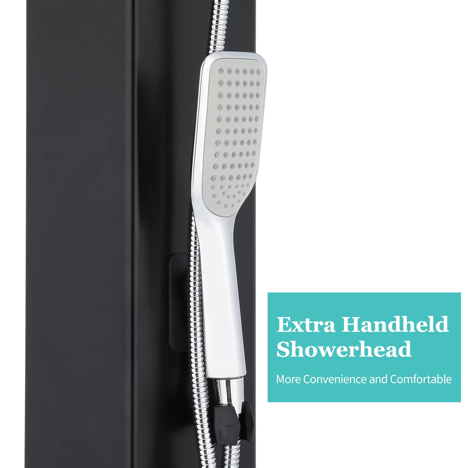VINGLI 10.6 Gallon Solar Heated Outdoor Shower - Portable Camping Shower with Adjustable Shower Head, Handheld & Foot Tap - Perfect for Backyard, Poolside, Beach, RV, and Spa Use (Black)