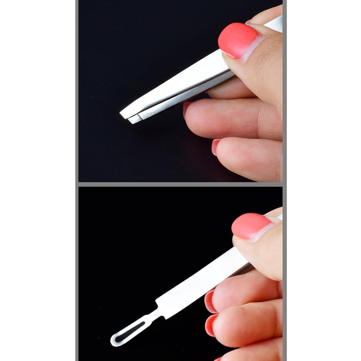 Angoily Stainless Steel Eyebrow & Eyelash Tweezers - 1pc Slanted Makeup Tweezers for Precise Brow Shaping & Lash Application - Perfect for Home Salon & Travel Makeup Kit