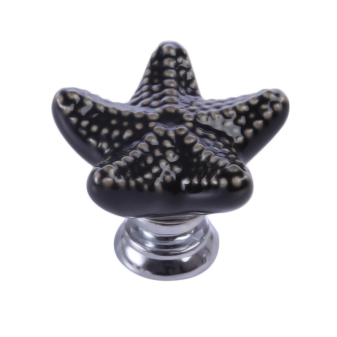 Haoun 10 Pack Black Starfish Ceramic Drawer Knobs - Decorative Cabinet Handles & Dresser Pulls with Screws - Perfect for Beach Themed Bedroom, Bathroom & Coastal Home Decor