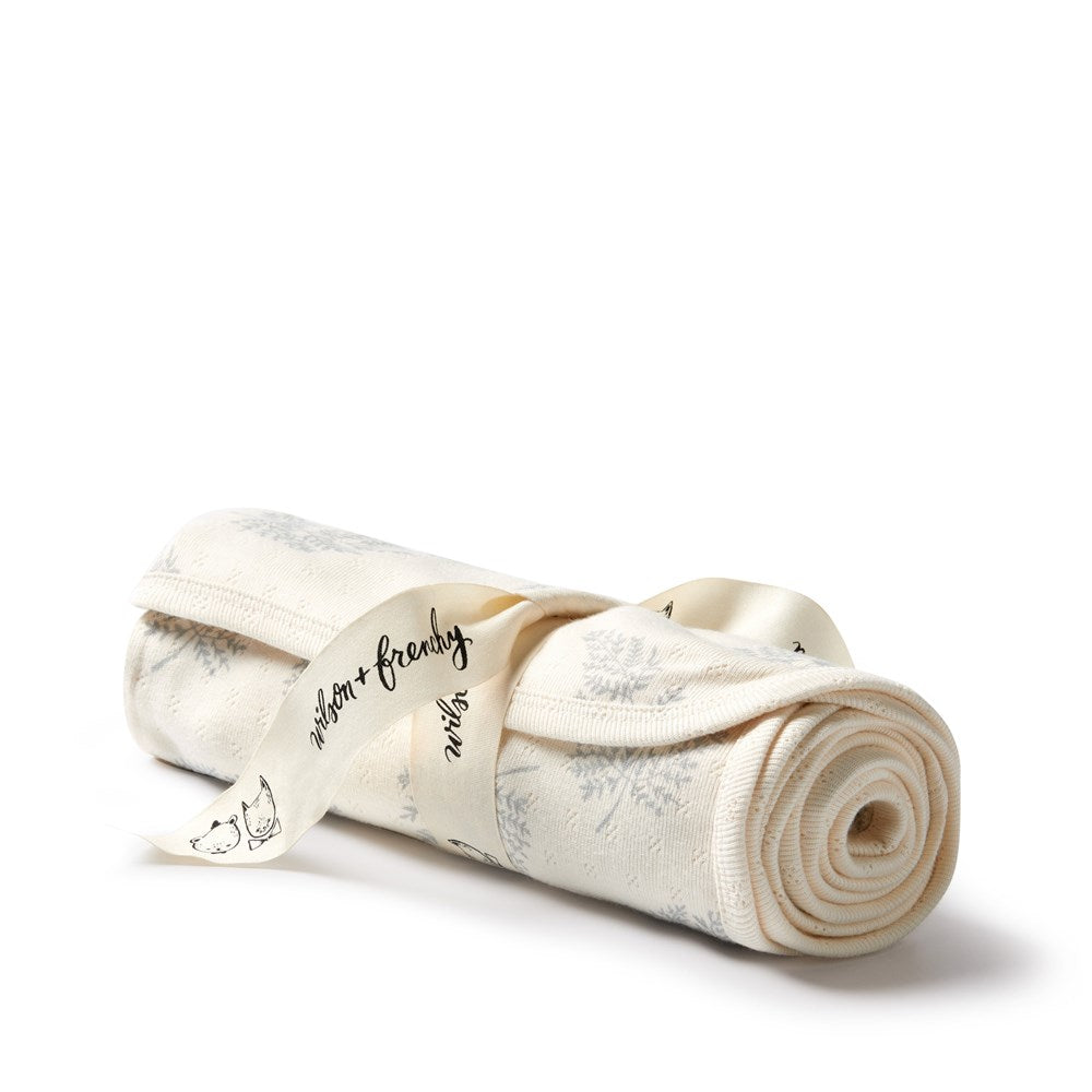 Forever Ferns Organic Pointelle Bunny Rug - Soft & Eco-Friendly Nursery Rug for Baby's Room, Playroom, or Nursery Decor