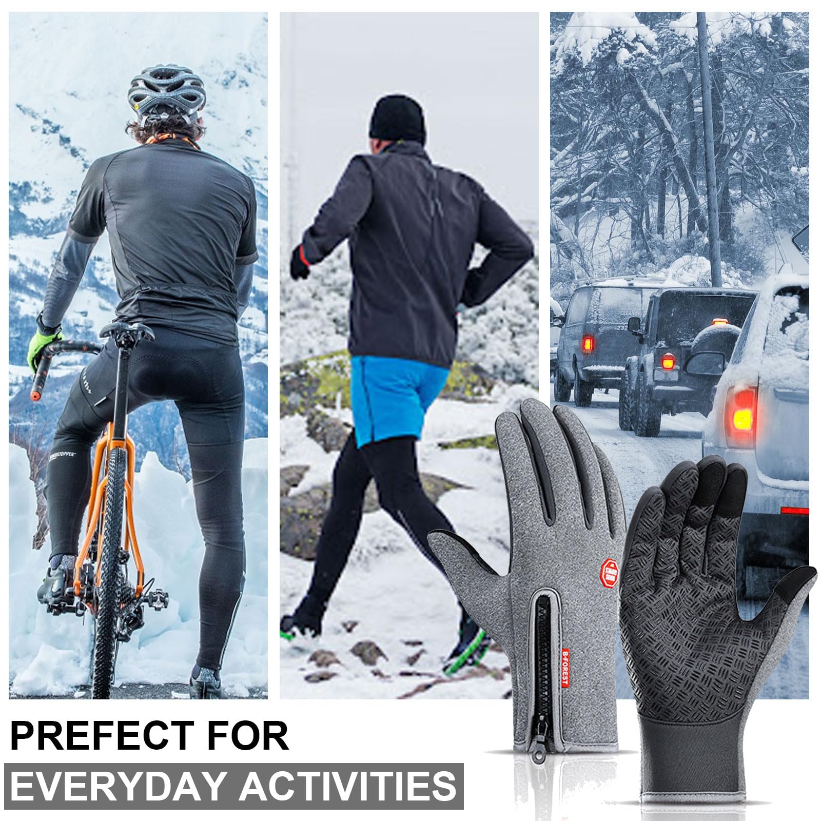 Winter Gloves for Men & Women - Anti-Slip Touchscreen, Windproof & Thermal Cycling Gloves for Cold Weather - Perfect for Walking, Riding, Driving & Outdoor Activities