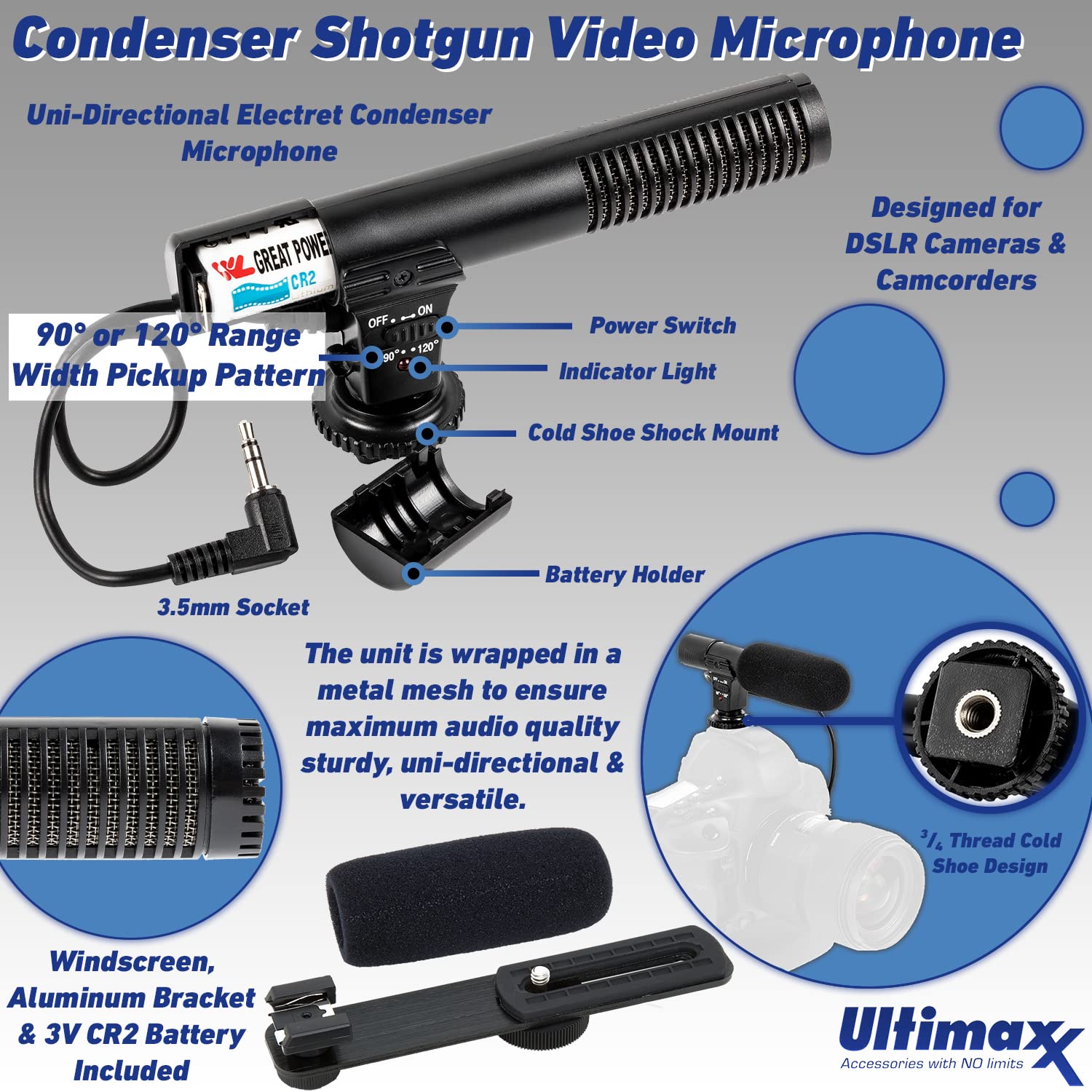 Ultimaxx Advanced 22-Piece 4K Video Recording Bundle - Panasonic AG-CX350 Camcorder, SanDisk 128GB Extreme SDXC Card, Condenser Mic, Tripod, LED Lights - Perfect for YouTube, Vlogging, Live Streaming & Professional Videography