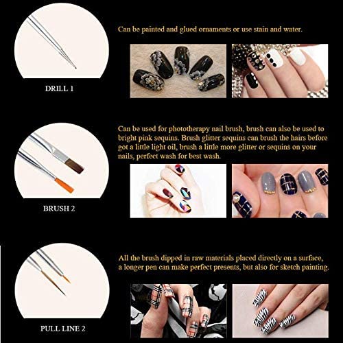INOG 15-Piece UV Gel Acrylic Nail Brush Set - Professional Nail Art Design Painting Tools with Drawing Pen & Polish Brushes (White) | Perfect for Salon, Home Manicures & Nail Art Creations