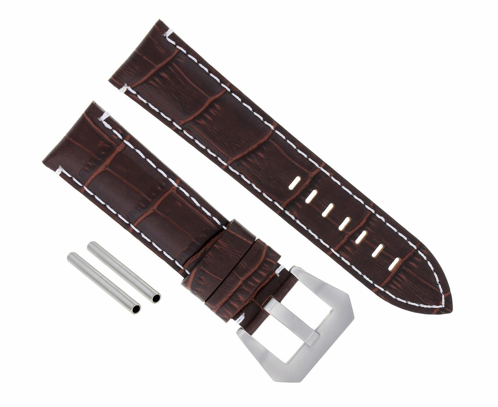 22mm Genuine Leather Watch Band Strap for Panerai Luminor Marina GMT - Premium Brown Replacement Strap | Durable & Comfortable for Daily Wear, Business & Casual Occasions