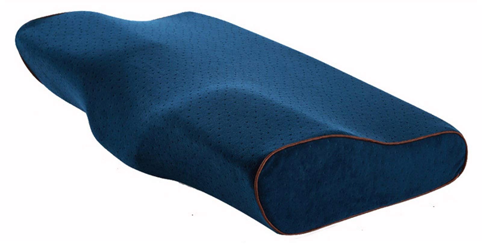 WUCHENG Memory Foam Cervical Pillow for Neck Pain Relief - Butterfly Shape Ergonomic Support for Adults, Slow Rebound Orthopedic Pillow (Navy Blue, 19.7x11.8x3.9 Inches) - Perfect for Side Sleepers & Back Pain Sufferers