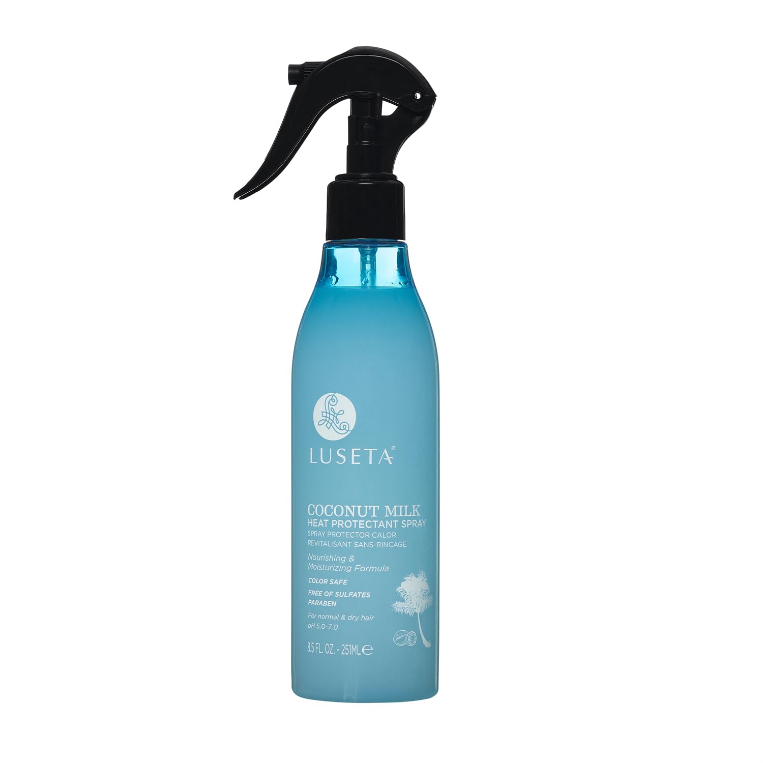 Luseta Coconut Milk Heat Protection Spray for Hair - 8.5oz Thermal Styling Spray to Prevent Heat Damage & Breakage - For Women & Men - Perfect for Blow Drying, Straightening & Curling