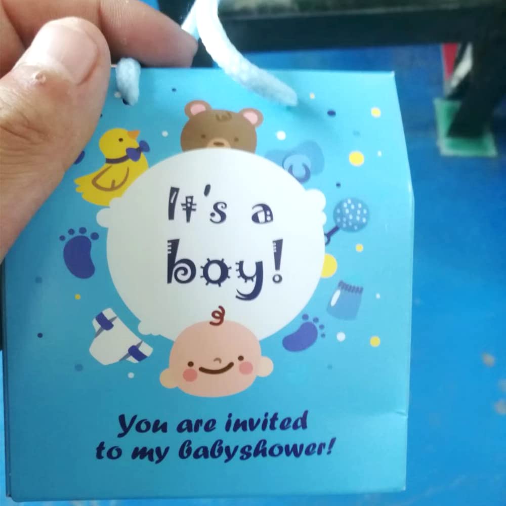 YMULAS 50 PCS Blue Baby Shower Favor Boxes - It's a Boy Party Supplies, Chocolate & Candy Gift Packaging for Guests - Perfect for Baby Showers, Gender Reveals & Newborn Celebrations (Blue-M)