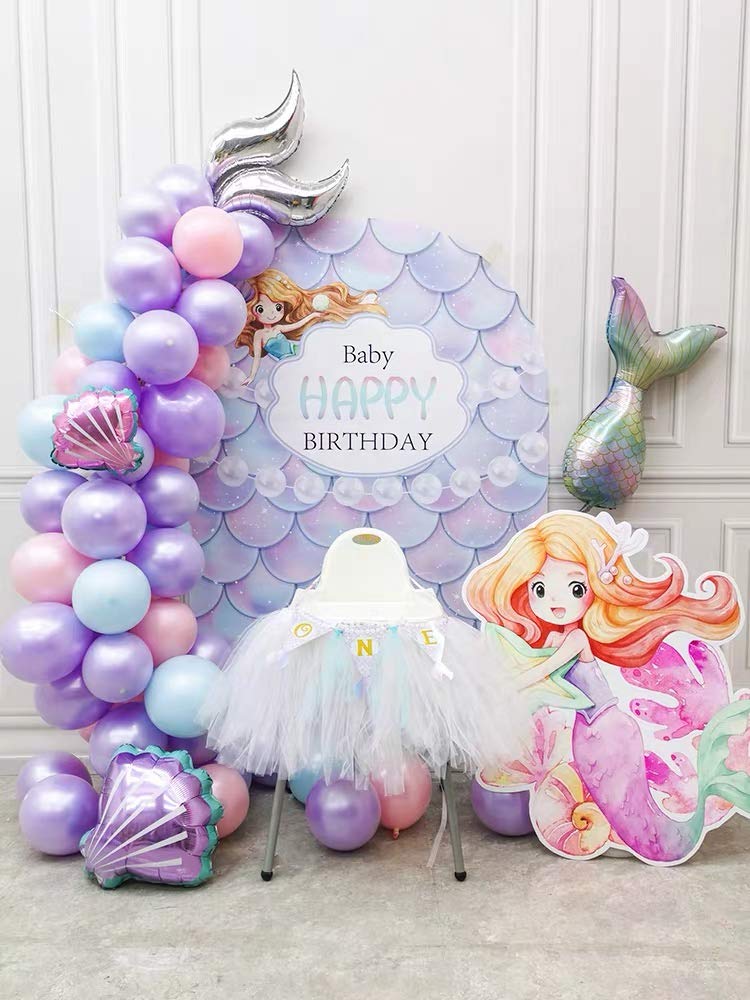 7pcs Mermaid Balloons Number 7 for 1st 2nd 3rd Birthday Party Decorations - Mermaid Tail Themed Party Supplies for Girls - Perfect for Birthday Photos, Baby Showers & Under the Sea Party Decor