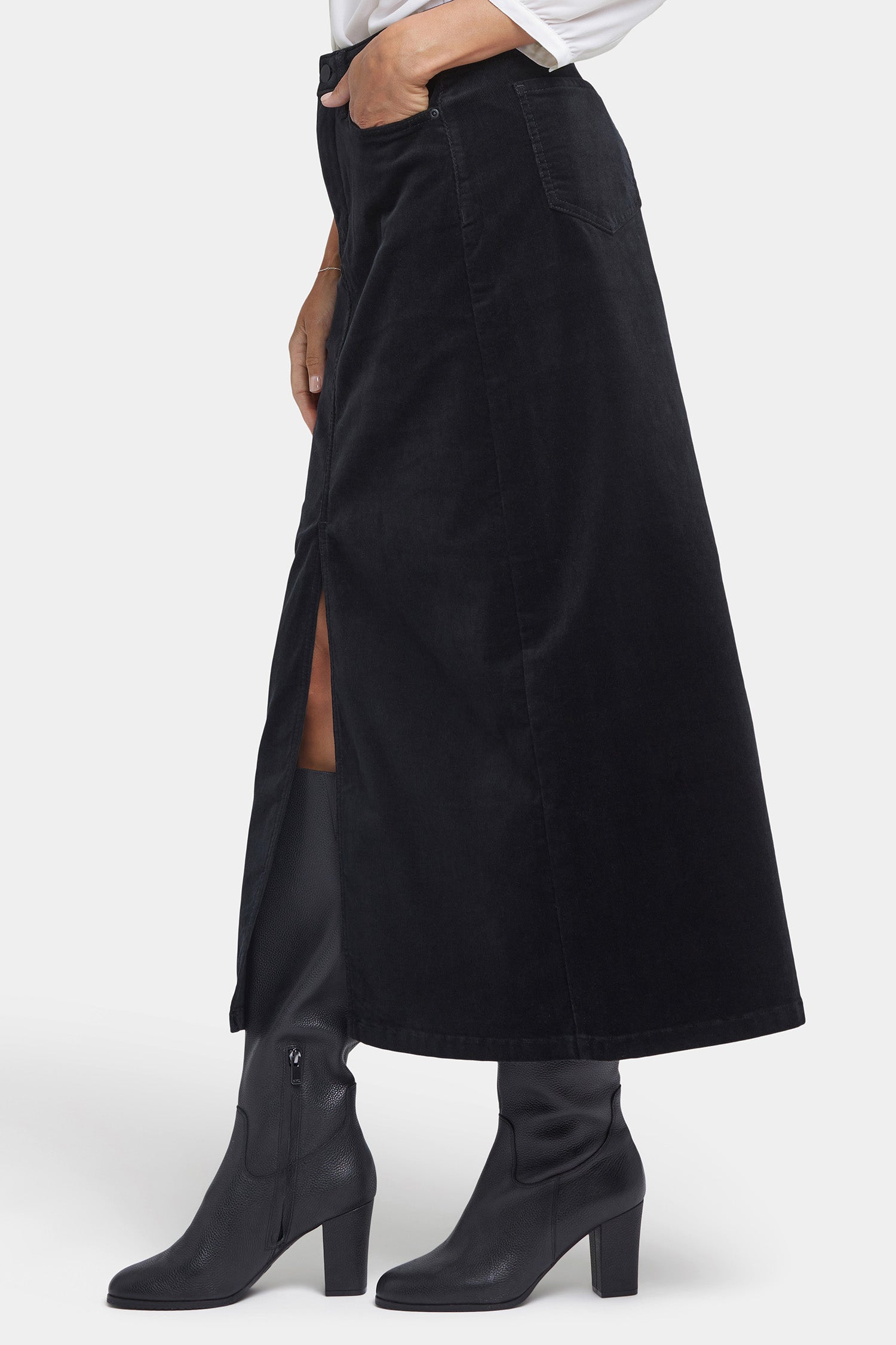 Elegant High Rise Long Skirt for Women - Black Maxi Skirt with Side Slits | Perfect for Office, Party & Casual Outfits
