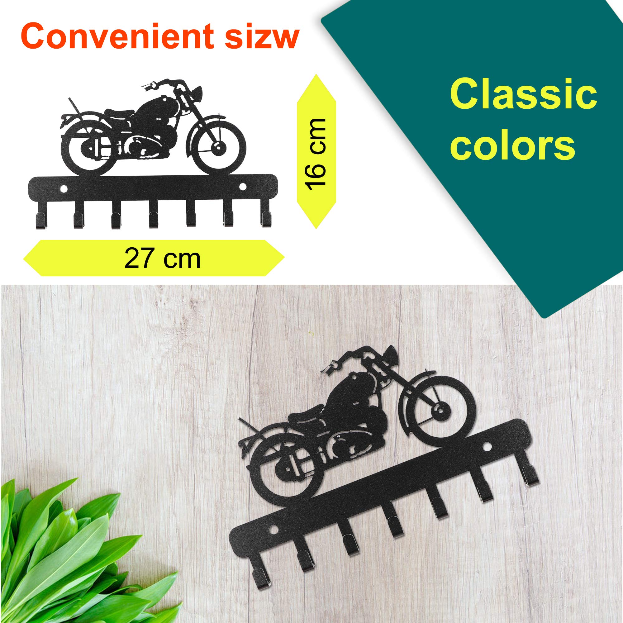 Decorative Metal Wall Hooks for Keys, Hats & Coats | 7-Hook Bike Wall Rack for Kitchen Utensils & Bathroom Towels | Space-Saving Wall Mounted Key Holder & Organizer | Perfect for Entryway, Kitchen, Bathroom & Garage Organization