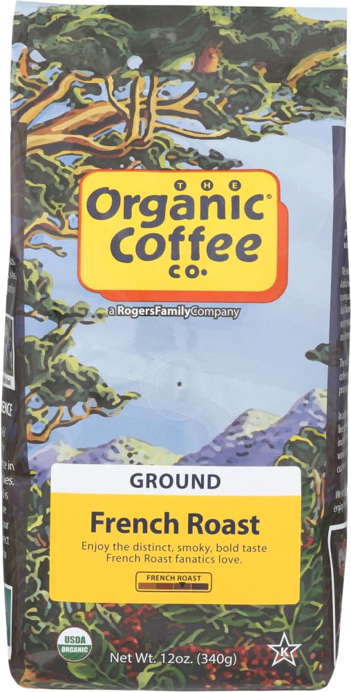 Premium Organic Ground Coffee - French Roast - 12 oz (Pack of 6) - Rich & Bold Flavor for Home Brewing, Office Use & Gifts