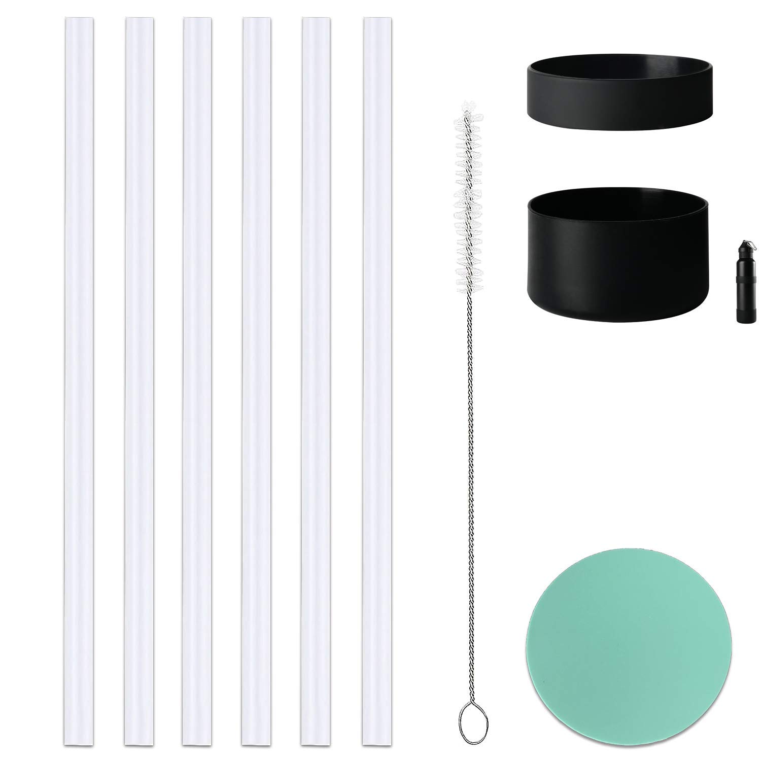 6 Pack Replacement Straws & Protective Flex Bottle Boot Compatible with Hydro Flask 32oz to 40oz Water Bottles - Perfect for Hiking, Gym, Travel and Outdoor Activities