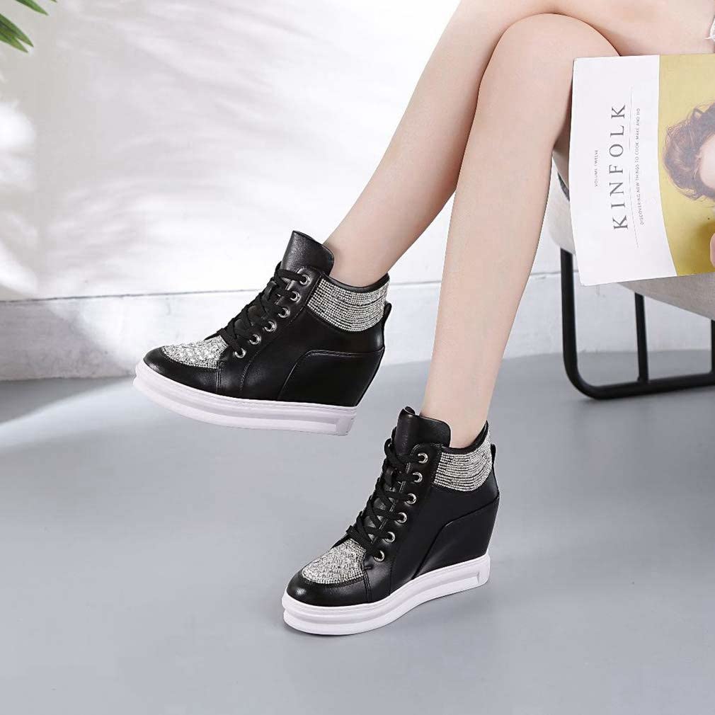 ZBYY Women's Fashion Platform Sneakers - Lace Up Hidden Wedge Heel High Top Walking Shoes | Comfortable Ankle Booties for Casual Outfits, Street Style & Daily Wear