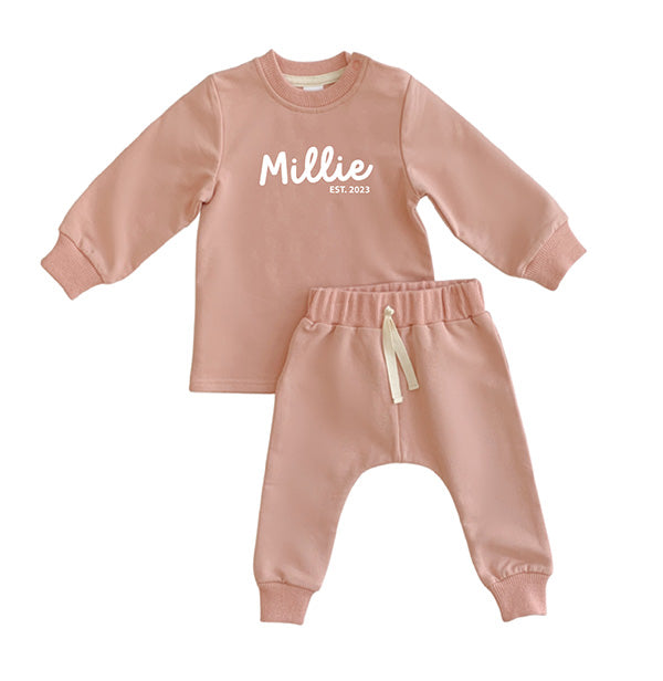 Personalized Baby Tracksuit Set - Soft Rosy Pink Jogger Outfit for Newborns & Toddlers | Perfect for Playdates, Photo Shoots & Everyday Comfort