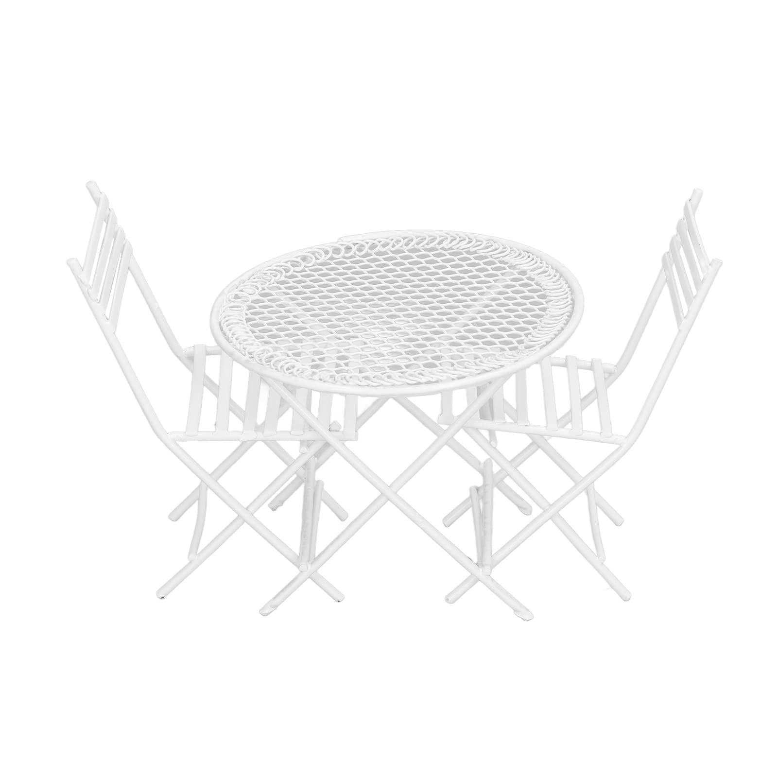 1:12 Scale White Miniature Dollhouse Garden Table & Chair Set - Realistic Patio Bistro Furniture for Dollhouse Decoration | Perfect for Dollhouse Scenes, Miniature Displays & Model Home Accessories