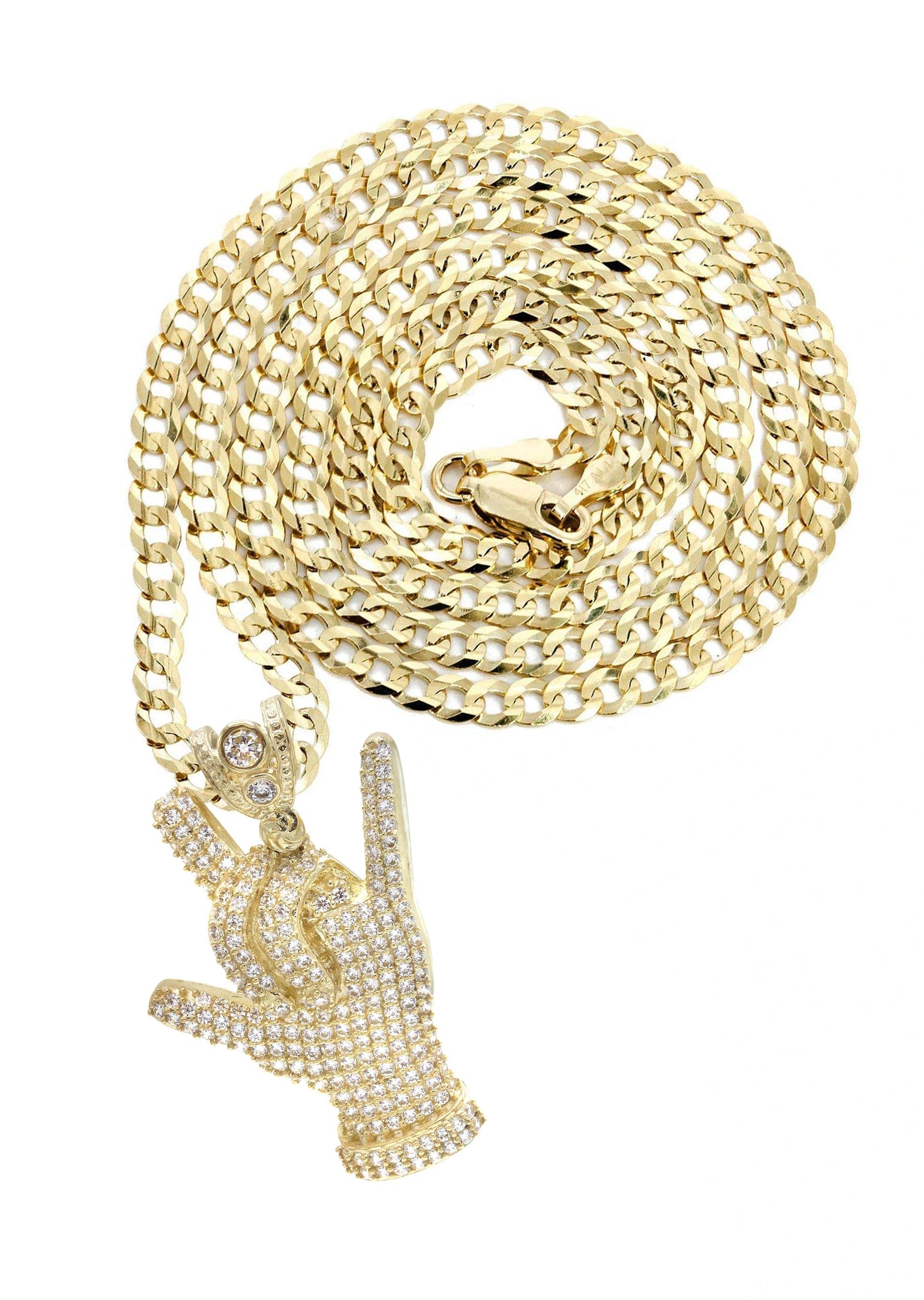 10K Yellow Gold Hand Horns Necklace - 16.4 Grams | Elegant Jewelry for Women, Gift for Her, Birthday, Anniversary, Valentine's Day, Party & Special Occasions