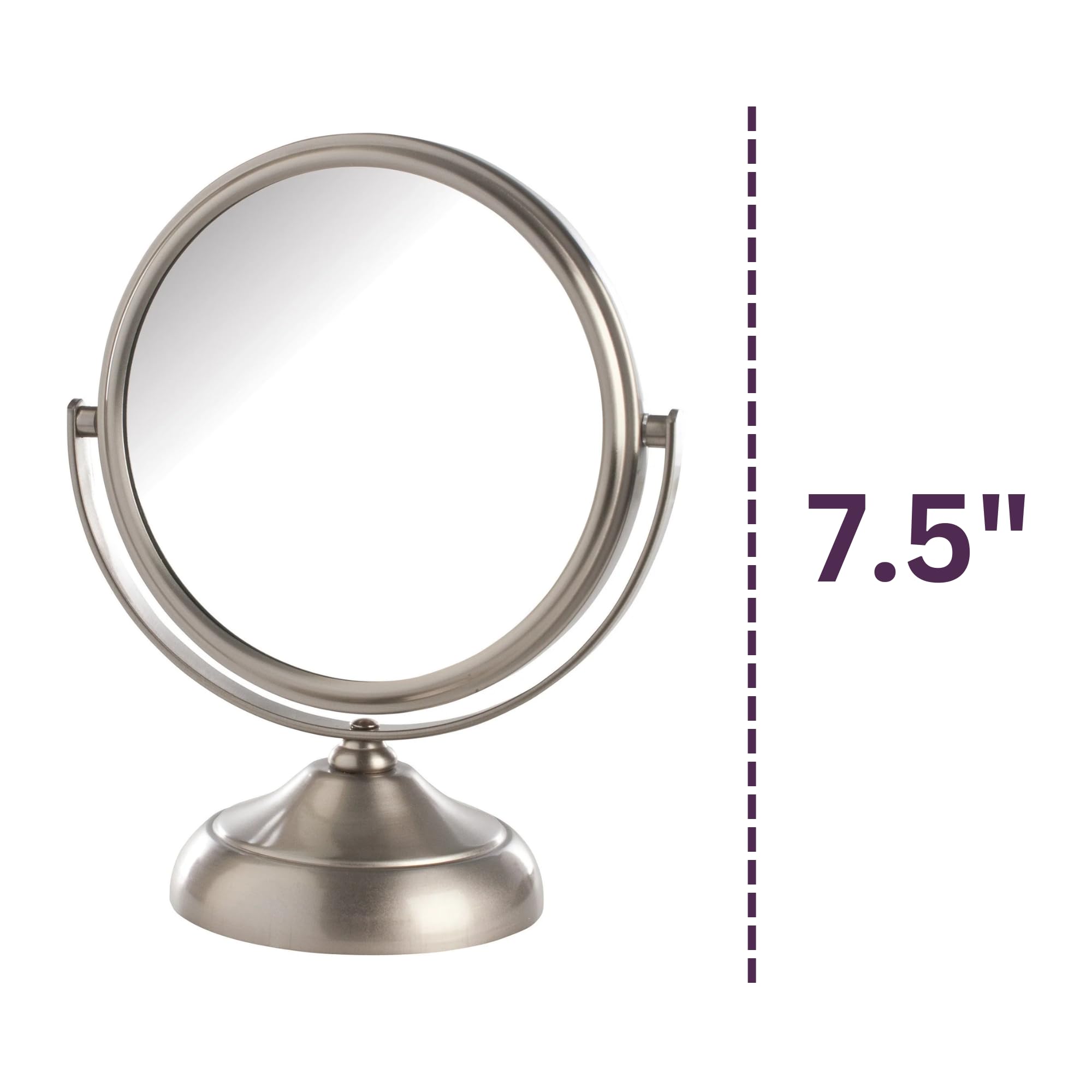 Model's Choice JERDON Nickel Finish Tabletop Vanity Mirror - 5.5” Diameter with 5X & 1X Magnification (Model MC247N) - Perfect for Makeup Application, Skincare Routine, and Salon Professional Use