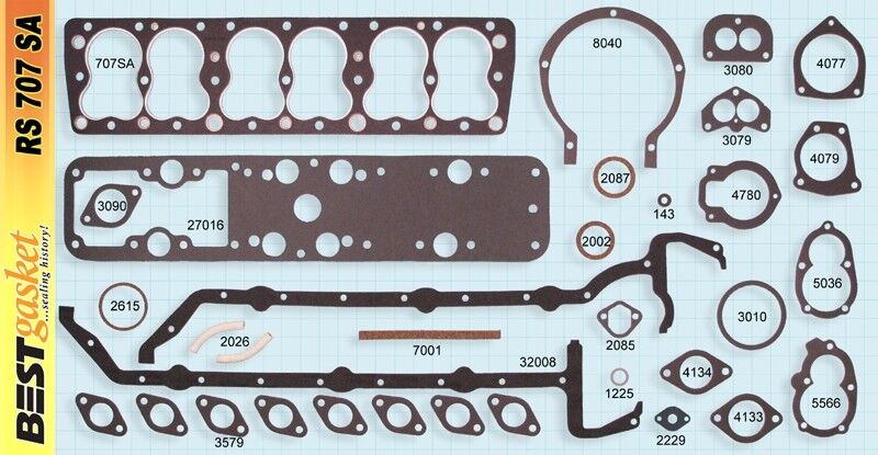 Lincoln 267 292 305 V12 Full Engine Gasket Set - Complete Head, Intake & Oil Pan Gasket Kit for 1936-1948 Models - Perfect for Classic Car Restoration & Engine Rebuild Projects