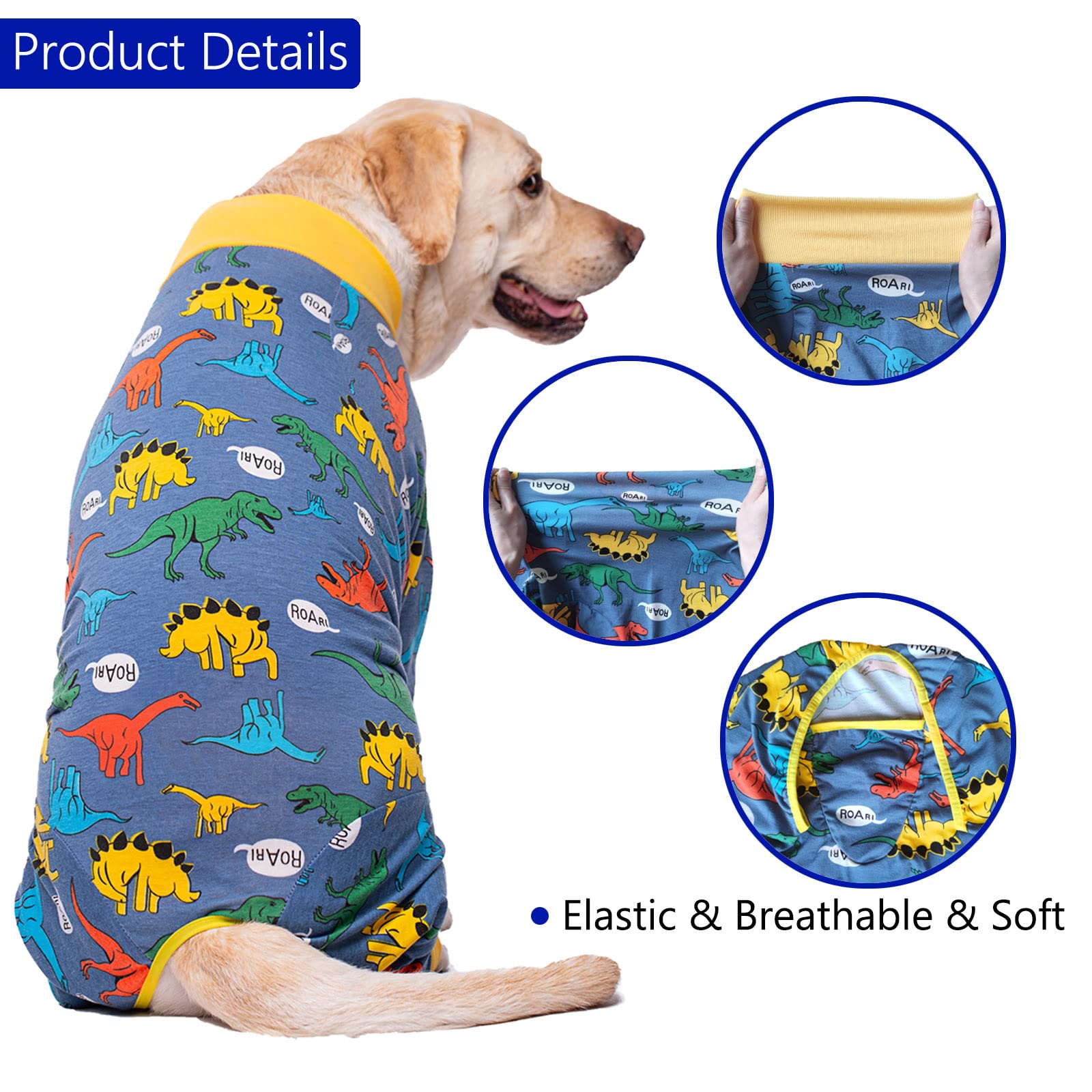Post-Surgery Dog Recovery Suit for Medium & Large Dogs - Spay/Neuter Onesie to Prevent Licking & Shedding | Surgical Wound Protection | Comfortable Cone Alternative for Male & Female Dogs | Ideal for Post-Op Care, Wound Healing & Stress-Free Recovery