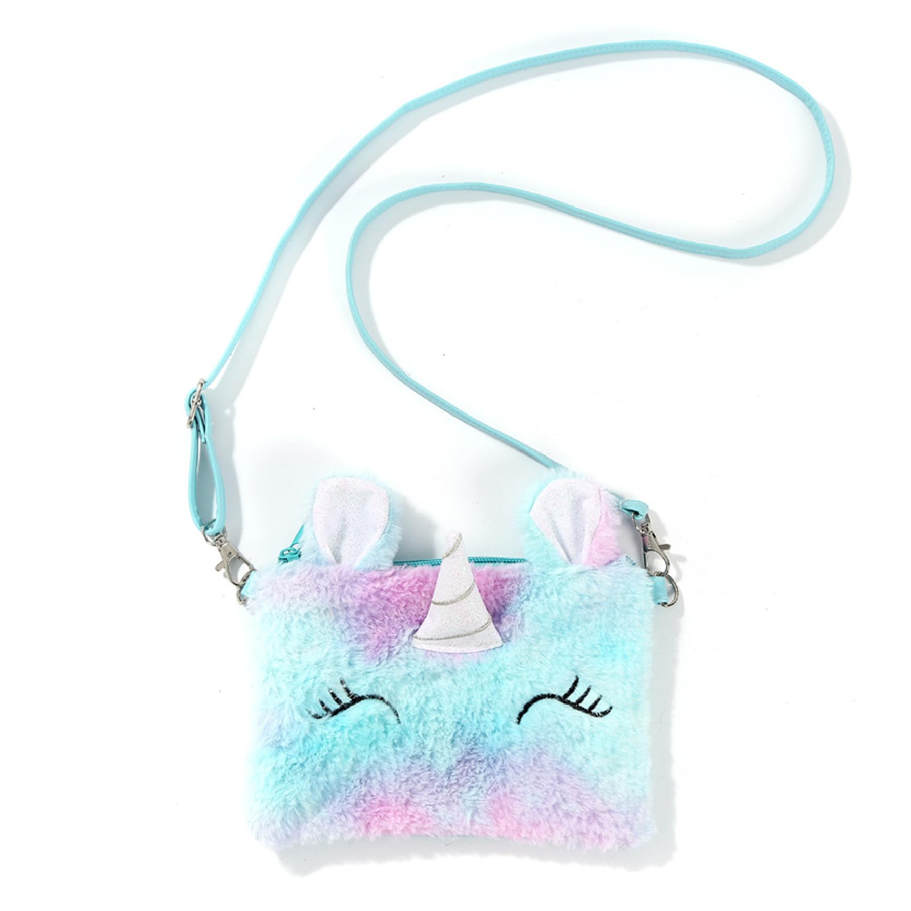 **MINGSEECESS Girls Fluffy Crossbody Purse - Cute Fuzzy Tie-Dye Shoulder Bag with Zipper for Kids, Coin Wallet | Perfect for School, Travel & Birthday Gifts**