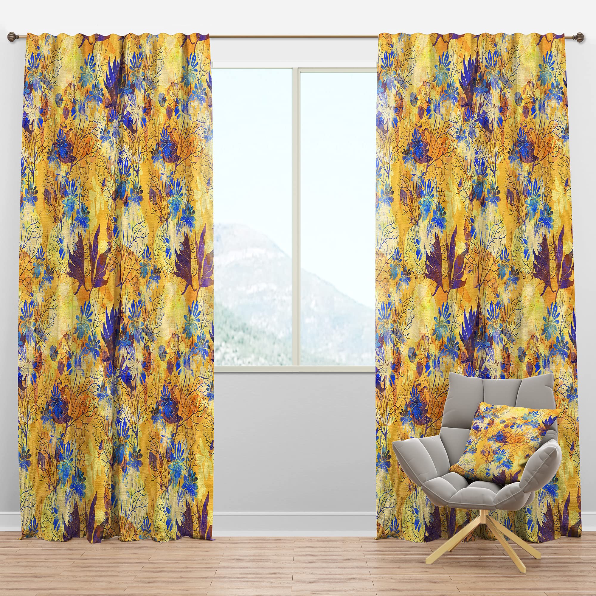 DesignQ Blackout Curtains with Floral Herb Pattern - Thermal Insulated Room Darkening Window Drapes for Bedroom & Living Room (52x90, Single Panel) - Perfect for Light Control, Privacy & Energy Savings