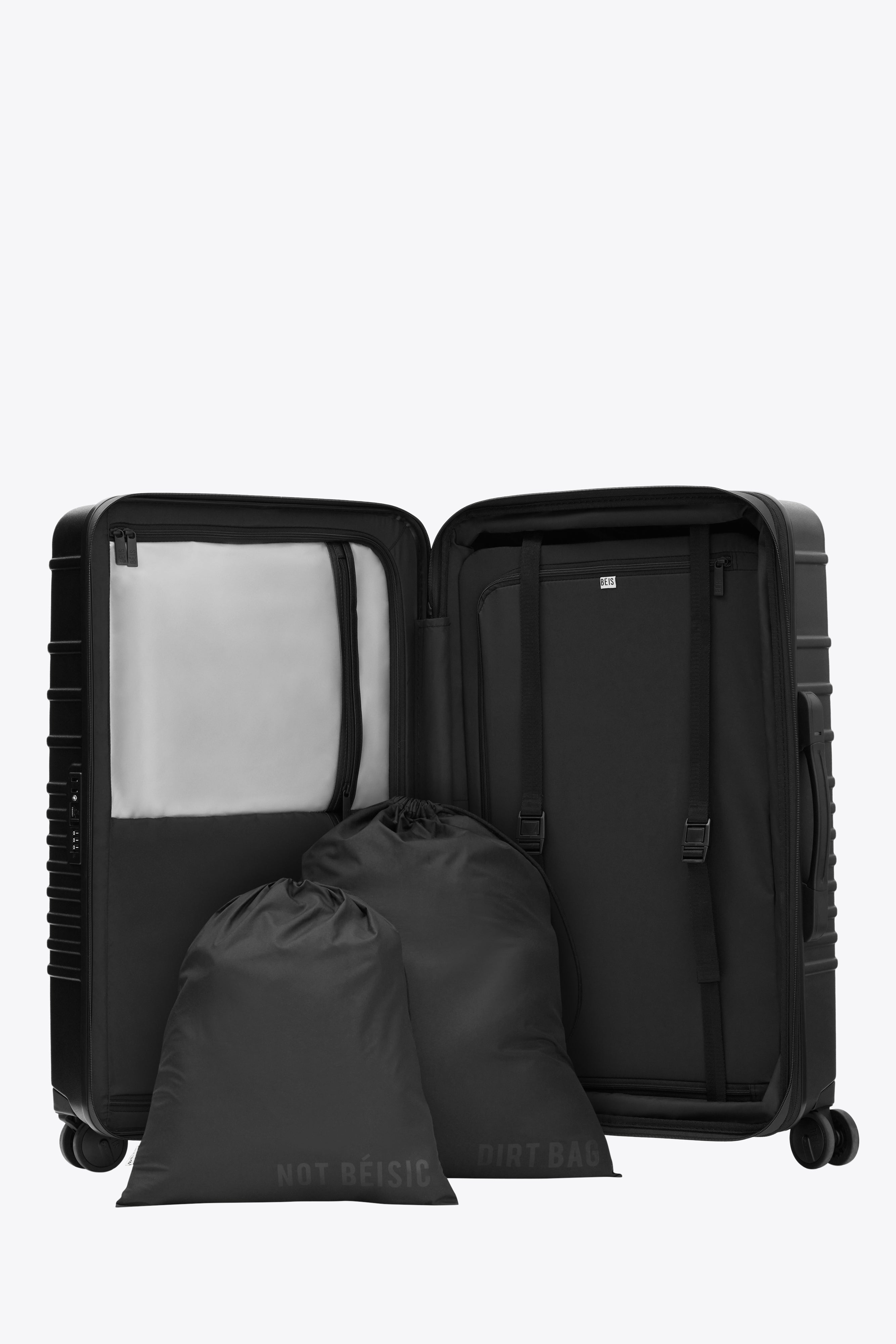 All Black Medium Check-In Roller Luggage - Perfect for Business Travel & Weekend Getaways