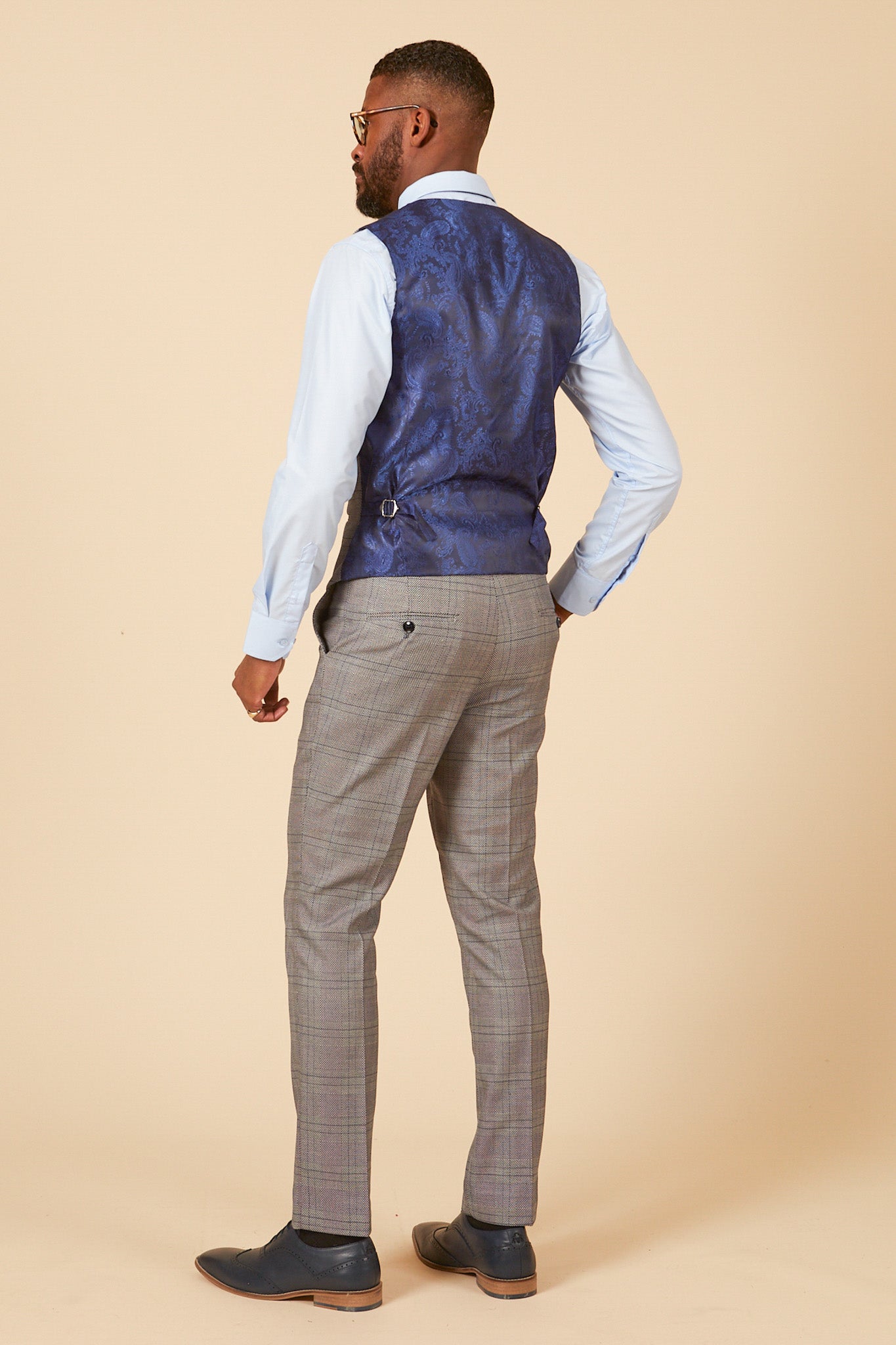 Jerry Grey Check Single Breasted Waistcoat for Men - Stylish Formal Vest for Weddings, Business & Office Wear