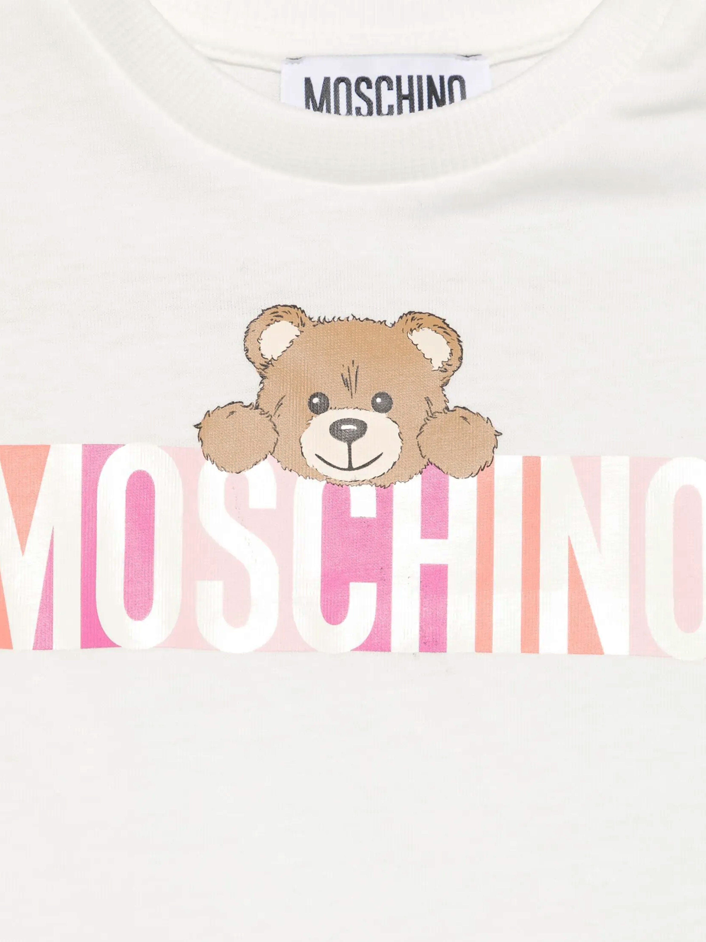 Adorable Baby Girls Bear Logo T-Shirt in Ivory | Soft Cotton Casual Top for Toddlers | Perfect for Playdates, Family Photos & Everyday Wear