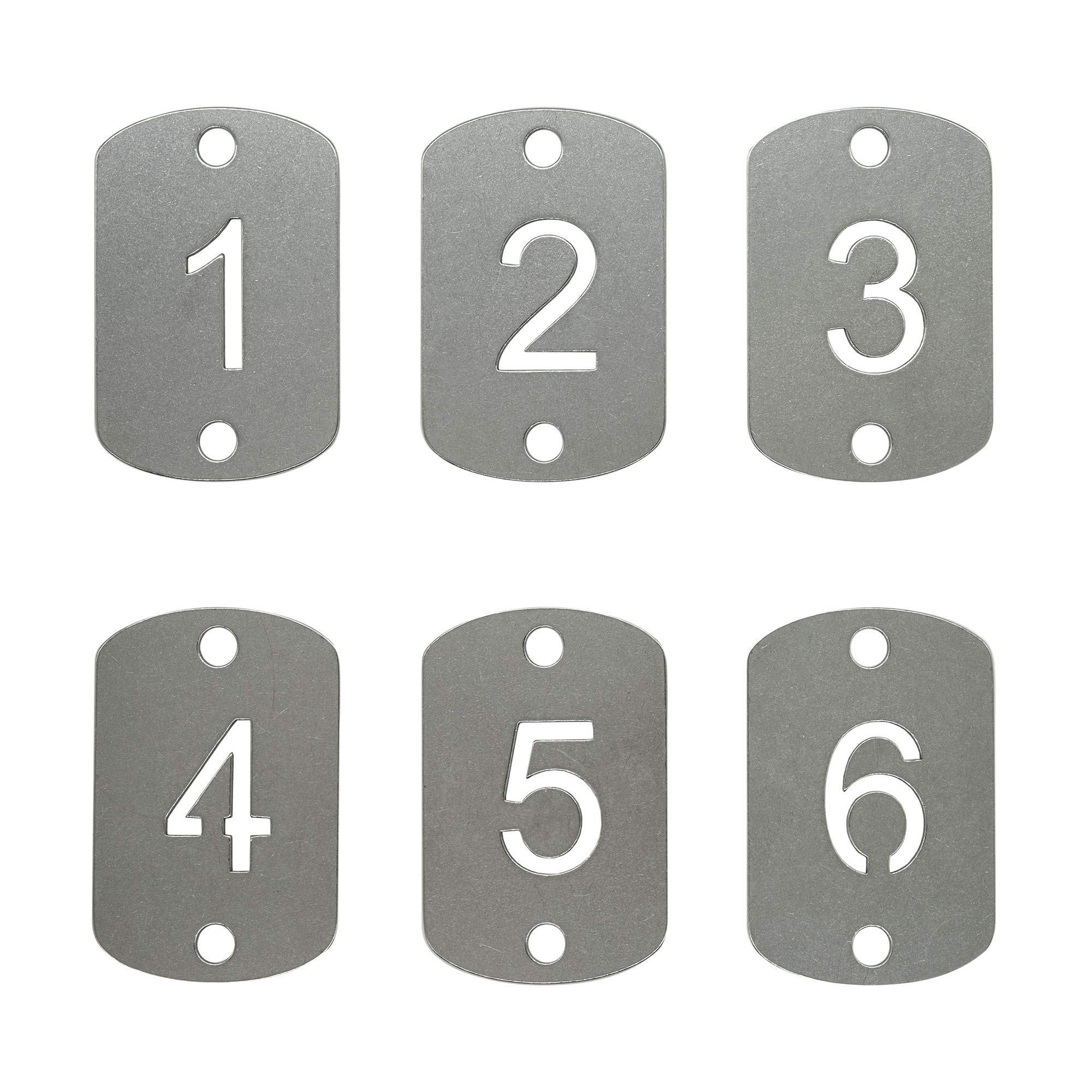 StayMax Rectangular Hollowed Stainless Steel Number Tags (1-10) - Durable Key Tags with Two Holes for Home, Office & Locker Organization - Perfect for Keychains, Luggage, and Inventory Management