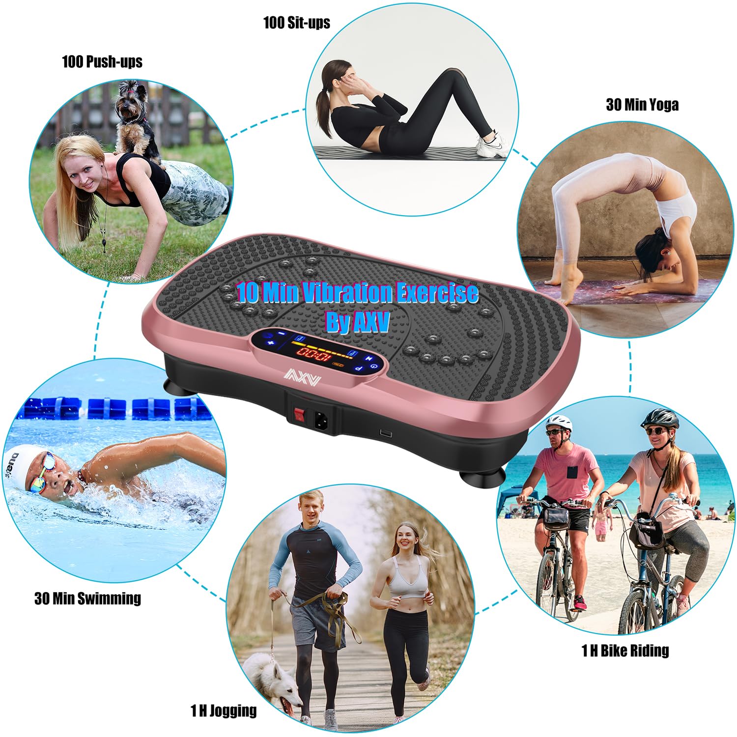 AXV Vibration Plate Exercise Machine - Full Body Workout Platform for Lymphatic Drainage & Weight Loss | Home Gym Equipment for Women & Men | Ideal for Fat Burning, Toning & Post-Workout Recovery