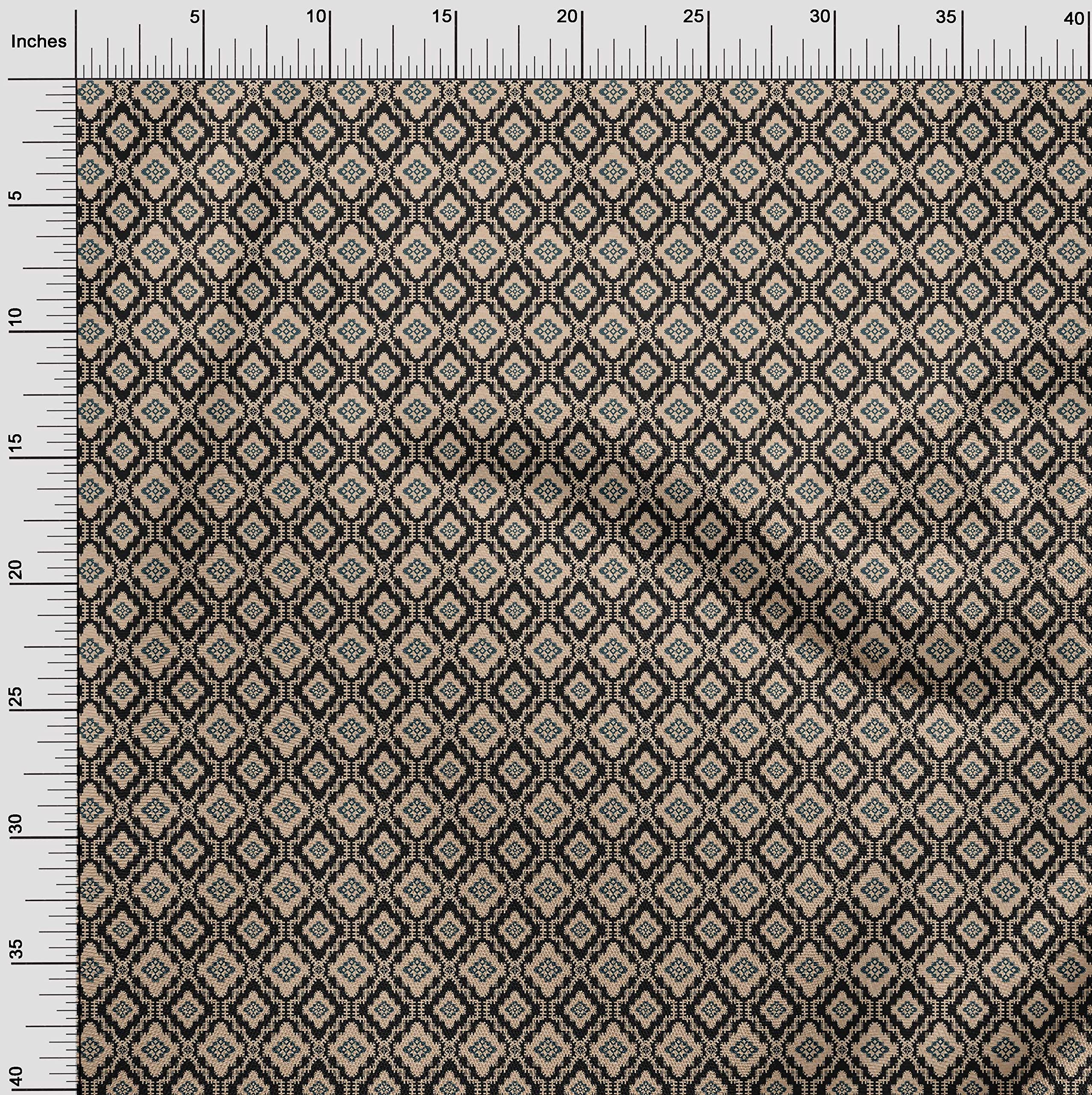 oneOone Georgette Viscose Black Fabric - 42 Inch Wide Printed Kilim Textile for DIY Clothing & Sewing Projects | Perfect for Asian-Inspired Dresses, Scarves & Home Decor | Premium Sewing Supplies by The Yard