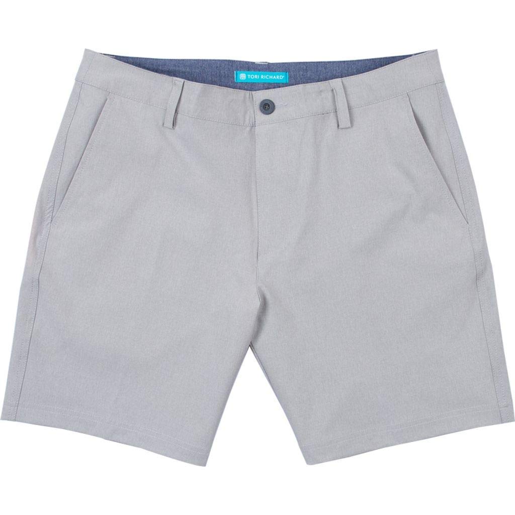 Tori Richard Men's Standard Fit Surf & Turf Performance Shorts - Light Grey | Quick-Dry, Comfortable & Stylish for Beach, Surfing & Casual Wear