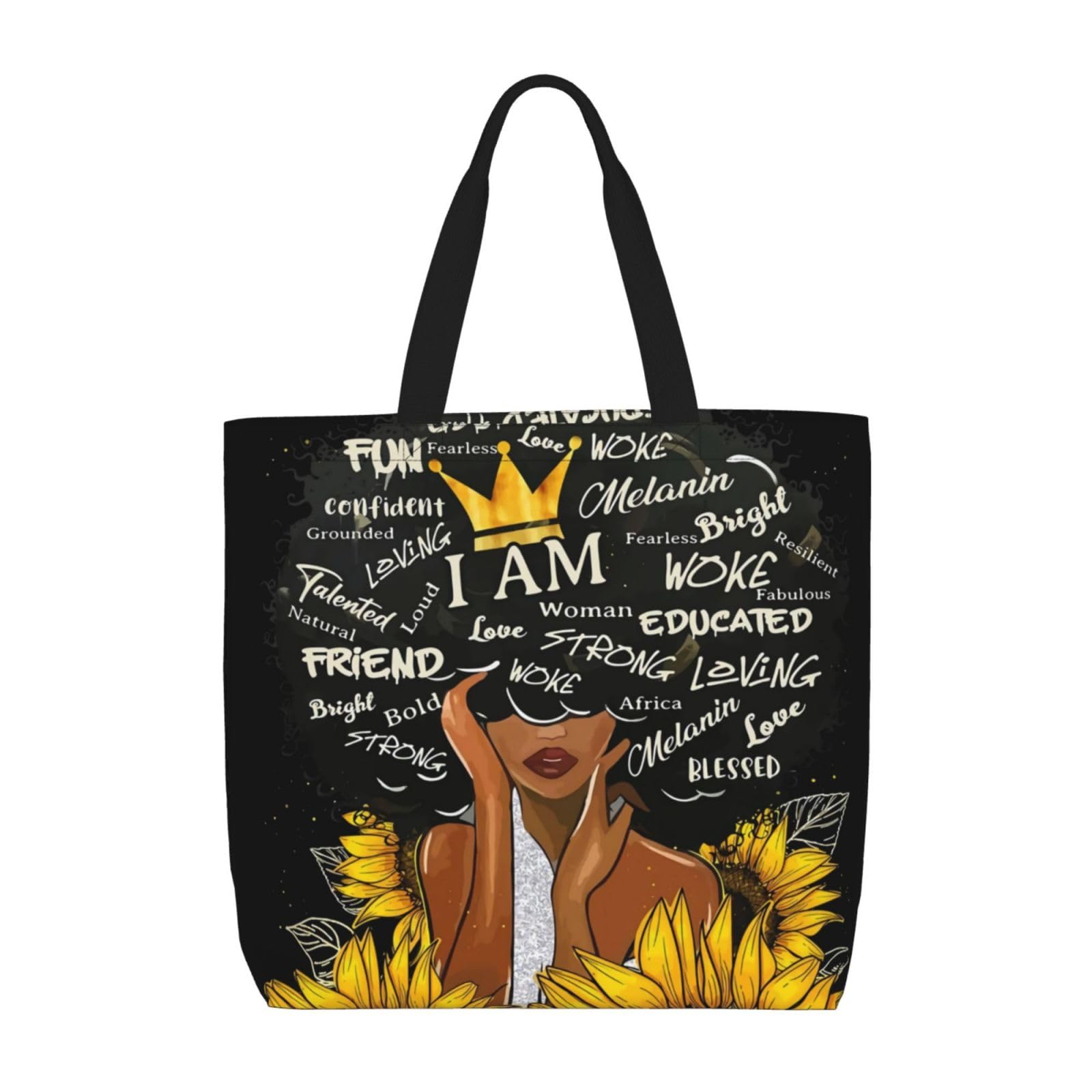 Stylish Black African Print Tote Bags for Women - Fashionable Reusable Shopping Bags - Perfect for Groceries, Beach Trips & Work Commutes