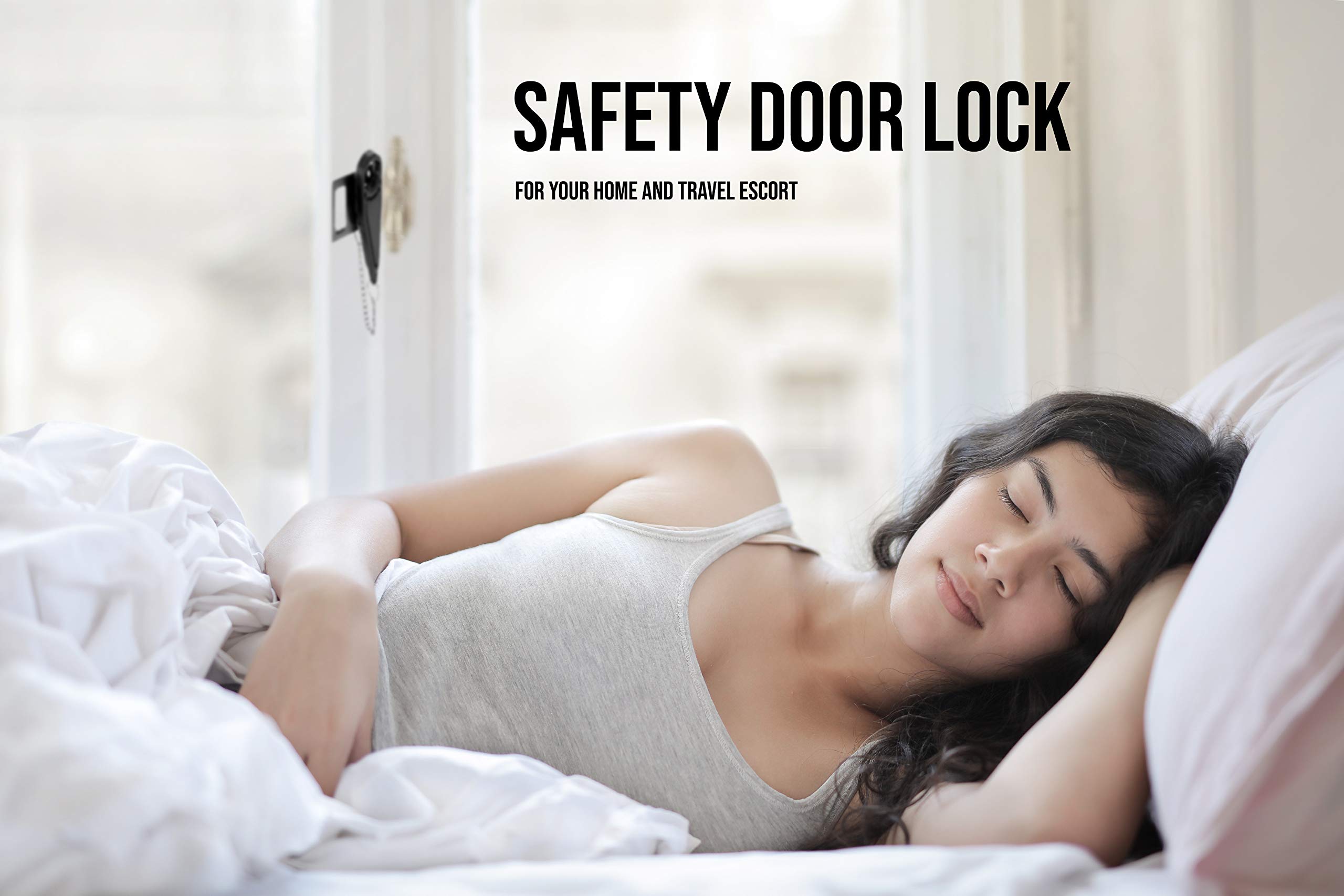 PrimeMart Portable Door Lock for Home Security - Travel Door Locker with Key for Extra Safety & Privacy | Ideal for Hotels, Apartments, Bedrooms, College Dorms & Airbnb Stays