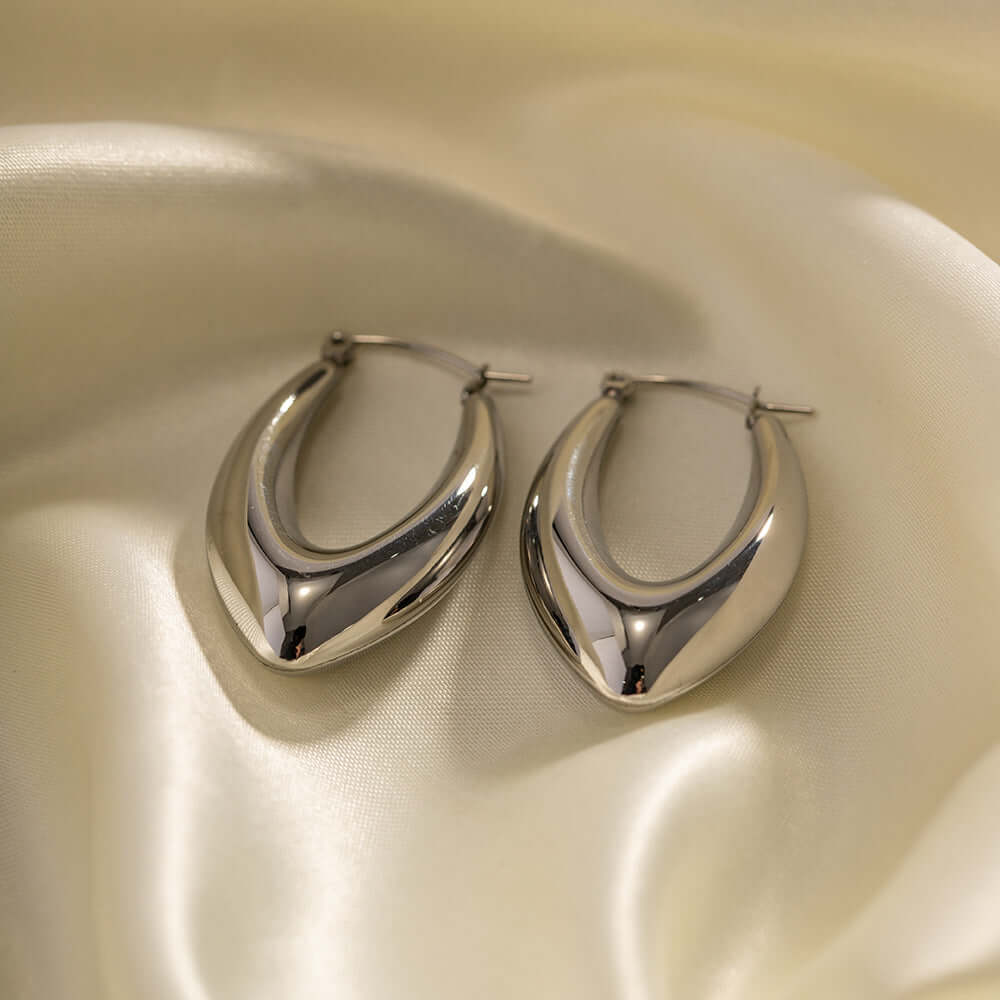 18K Gold Plated French Curve Hoop Earrings for Women - Elegant Dangle Earrings for Party, Wedding & Everyday Wear | JDEH290