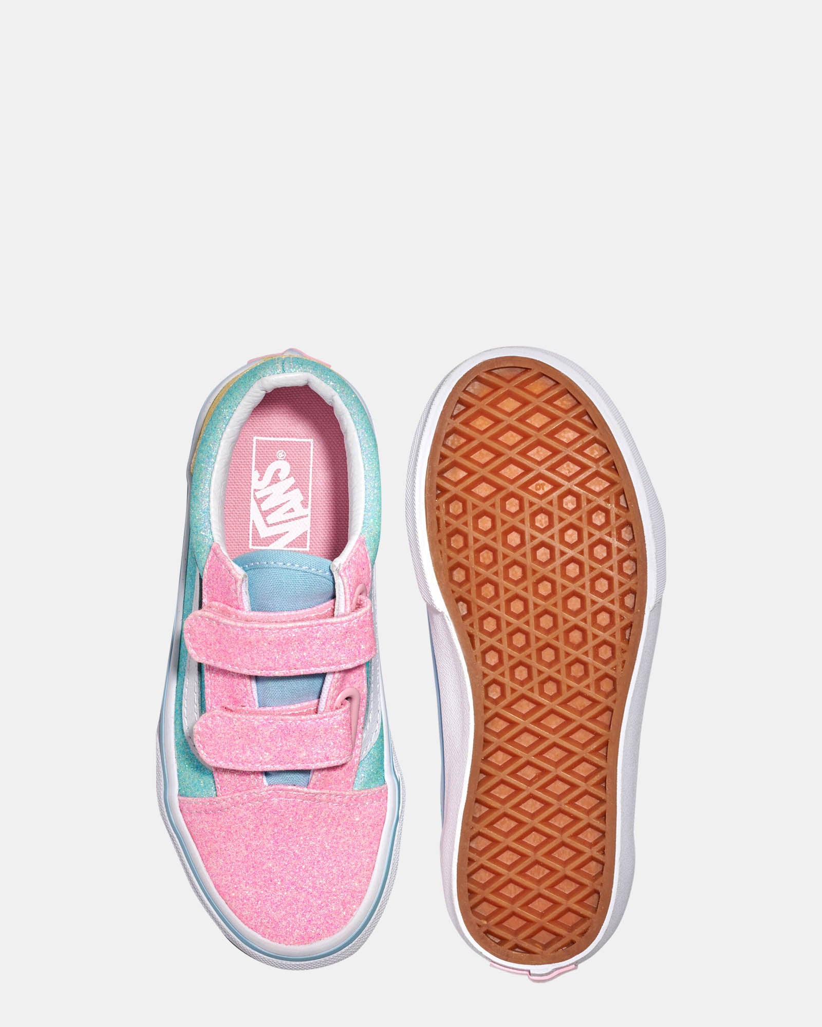Vans Old Skool Glitter V Youth Pastel Multi-Color Sneakers - Trendy Casual Shoes for Teens & Kids - Perfect for School, Streetwear & Everyday Fashion