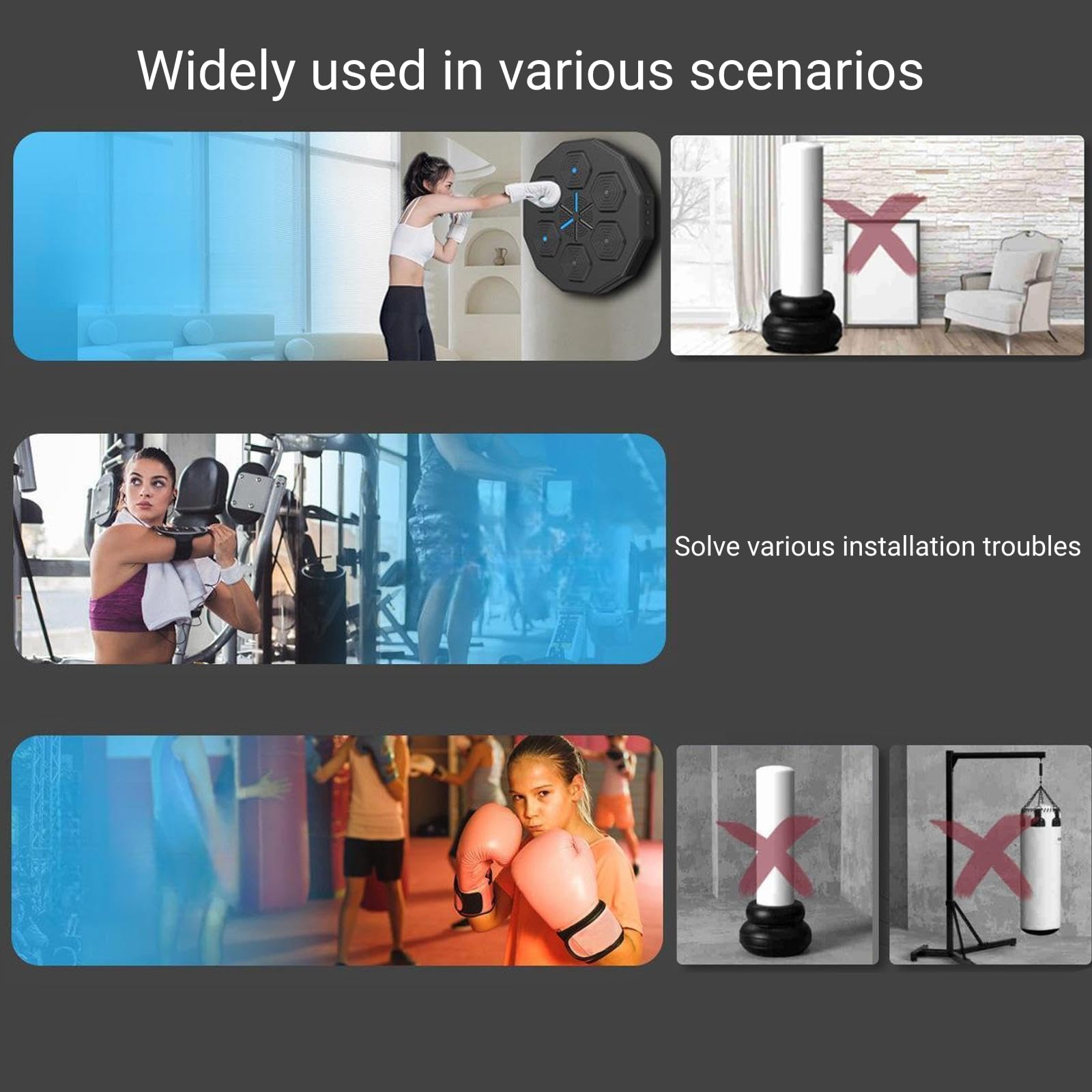 Smart Wall Mounted Boxing Target Machine for Music Boxing Training - Taekwondo, Karate & Fun Fighting Games - Perfect for Home Gym & Family Fitness Workouts