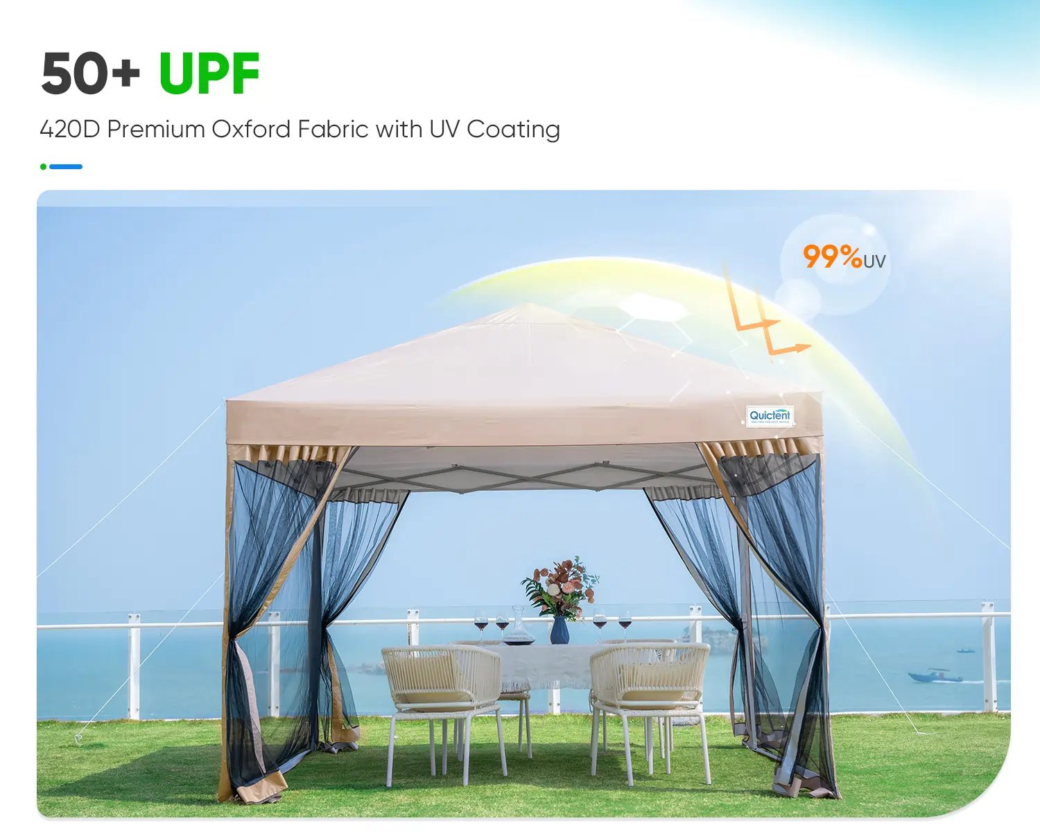 10' x 10' Pop Up Canopy Tent with Removable Sidewalls & Netting - Perfect for Outdoor Events, Camping, Beach Parties, and Backyard Gatherings